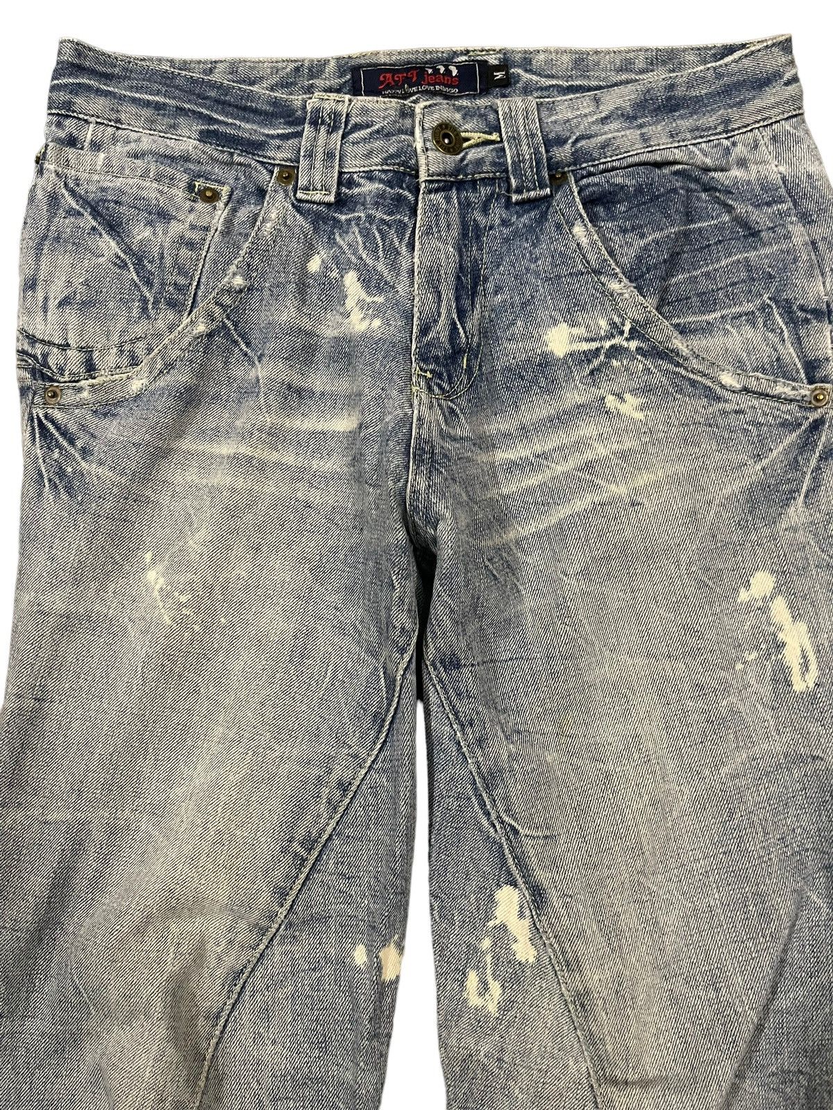 If Six Was Nine Vintage Japanese Brand Blue Wash Style Paint Splash Jeans Size US 30 / EU 46 - 3 Thumbnail
