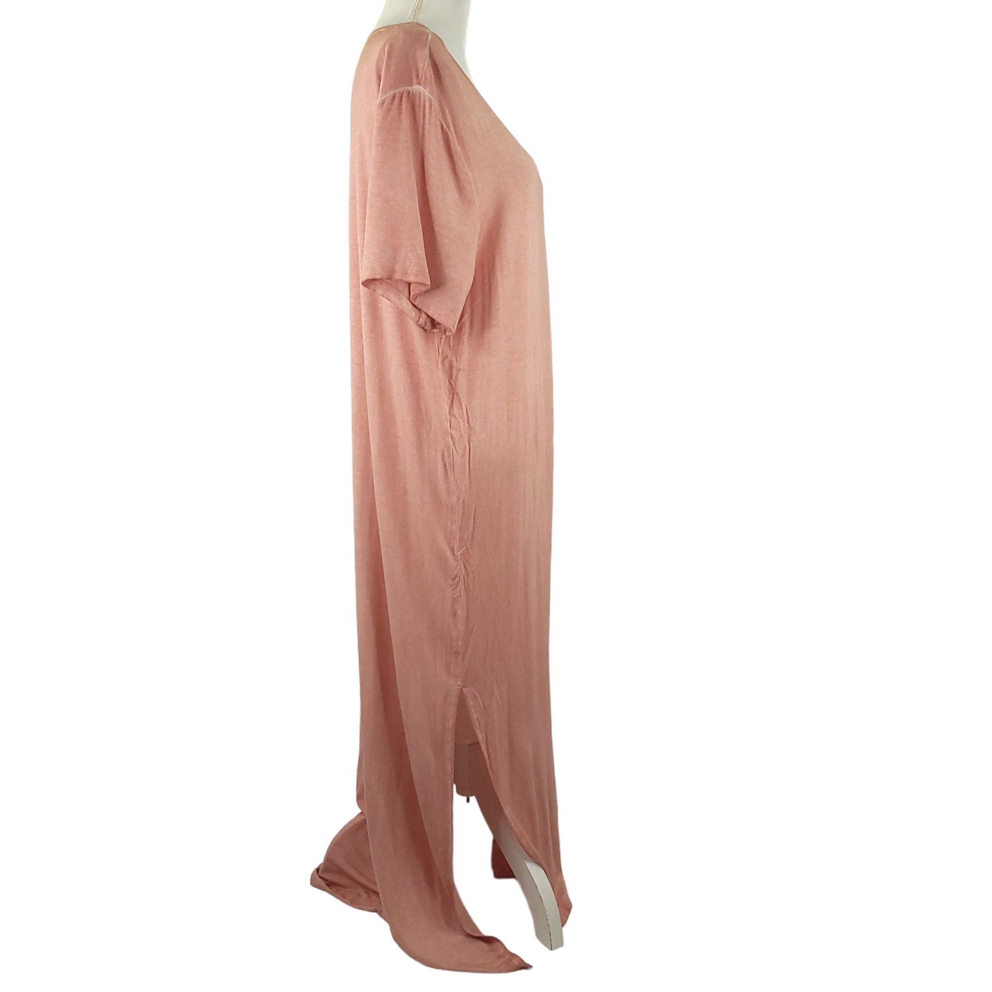 Other Umgee Pink Maxi Dress L Side Slit Short Sleeve Scoop Neck Size L / US 10 / IT 46 - 8 Thumbnail
