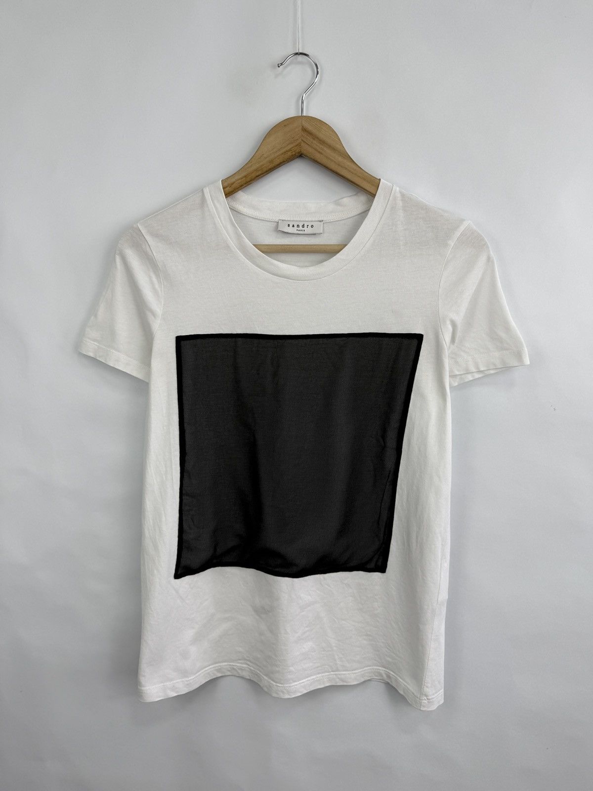 Sandro 🇫🇷 Sandro Paris Luxury Woman T-Shirt Black Square Logo Size M / US 6-8 / IT 42-44 - 3 Thumbnail