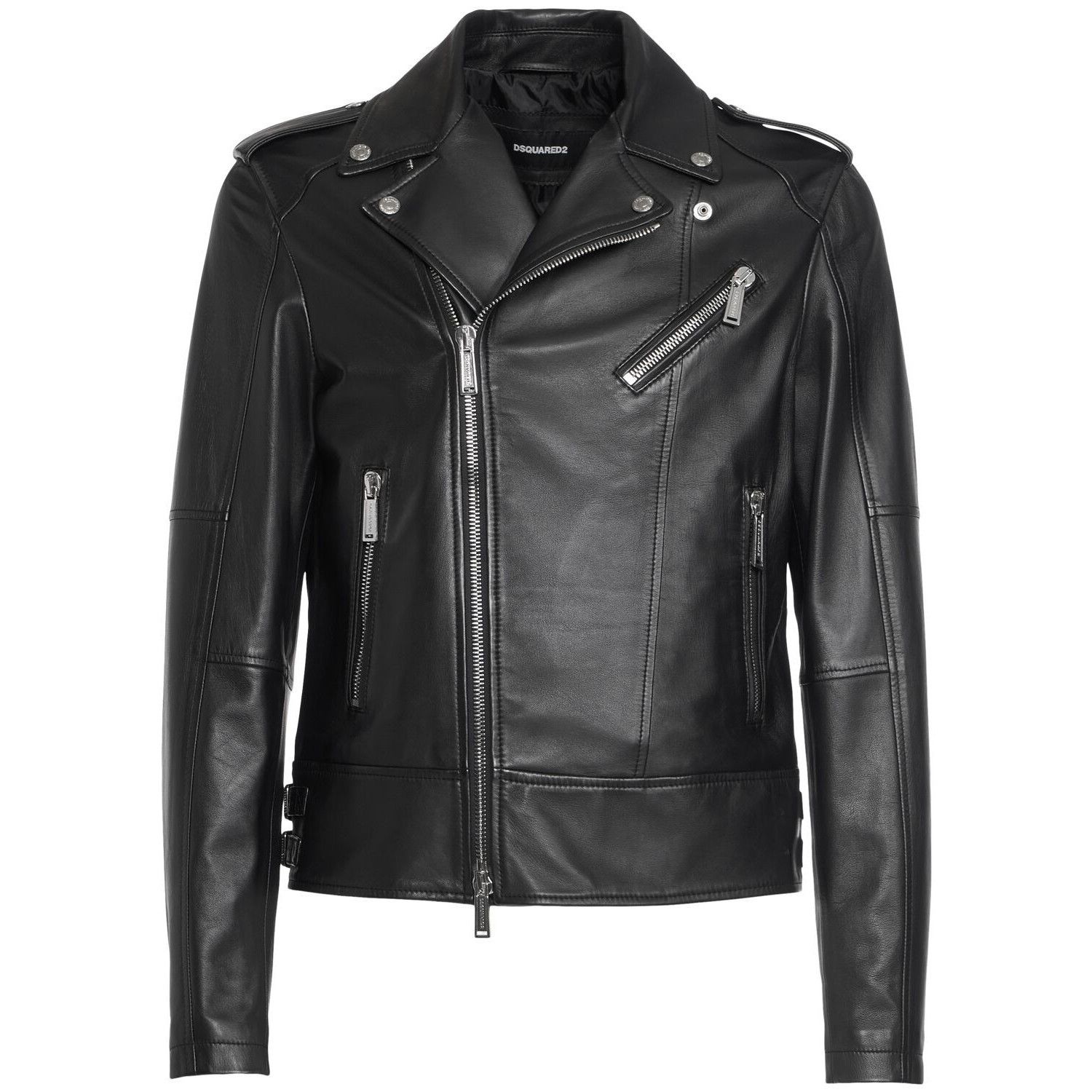 Dsquared2 DSQUARED2 Men's Kiodo Black Leather Jacket New & Authentic ( Size US XXL / EU 58 / 5 - 1 Thumbnail