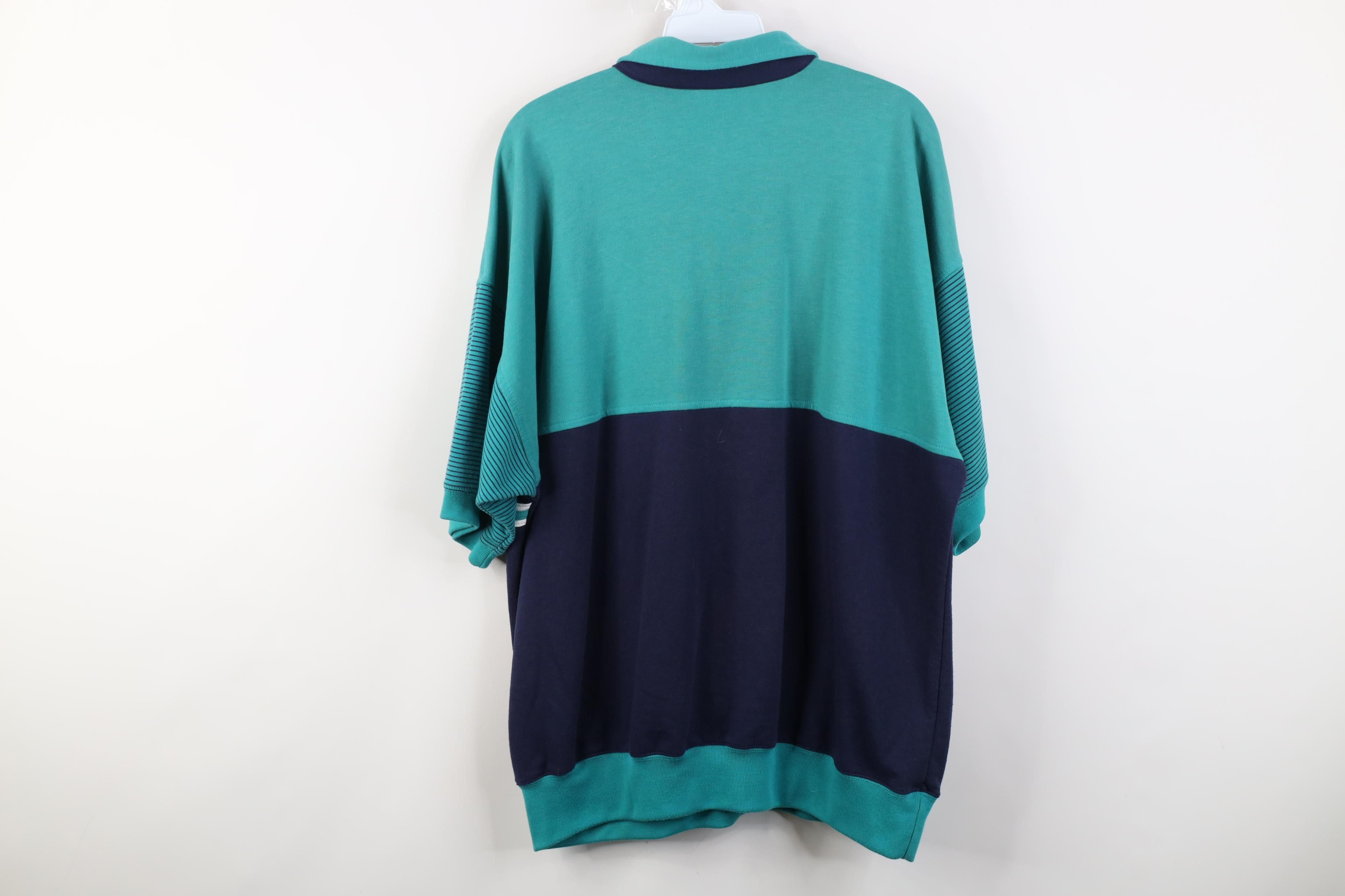 Vintage Vintage 90s Streetwear Block Pullover Polo Shirt Teal Blue Size US XL / EU 56 / 4 - 12 Thumbnail