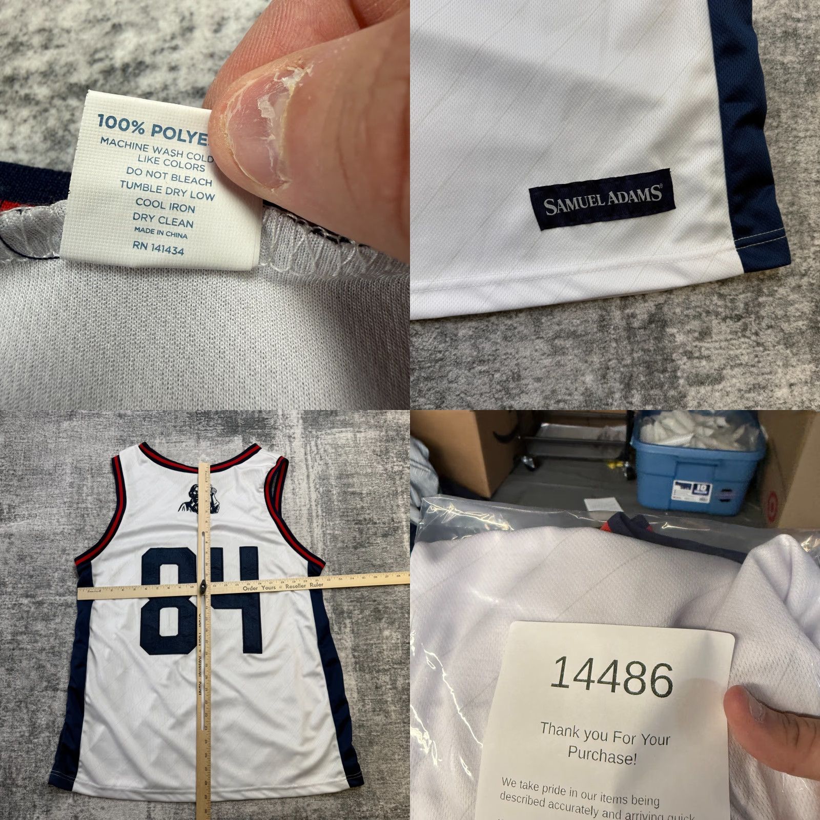 Vintage Samuel Adams Basketball Jersey Adult Large White Shirt Men L White Beer Party Fun Casual Tee Size US L / EU 52-54 / 3 - 8 Thumbnail