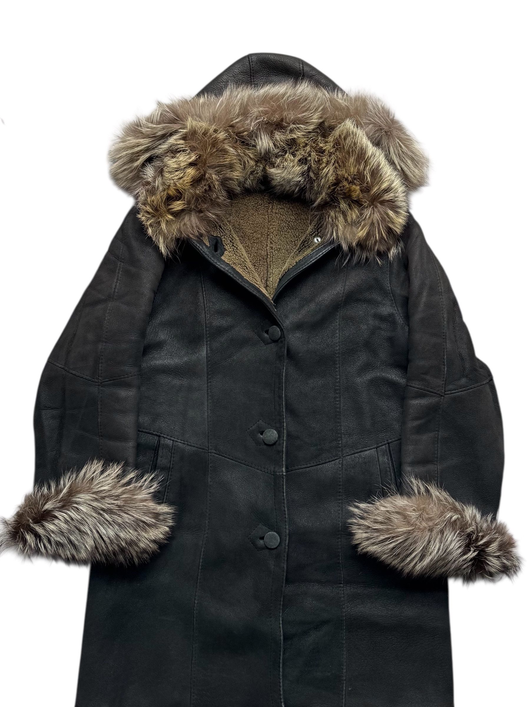 Vintage 90's Real Sheepskin Coat(V257) Size L / US 10 / IT 46 - 2 Thumbnail