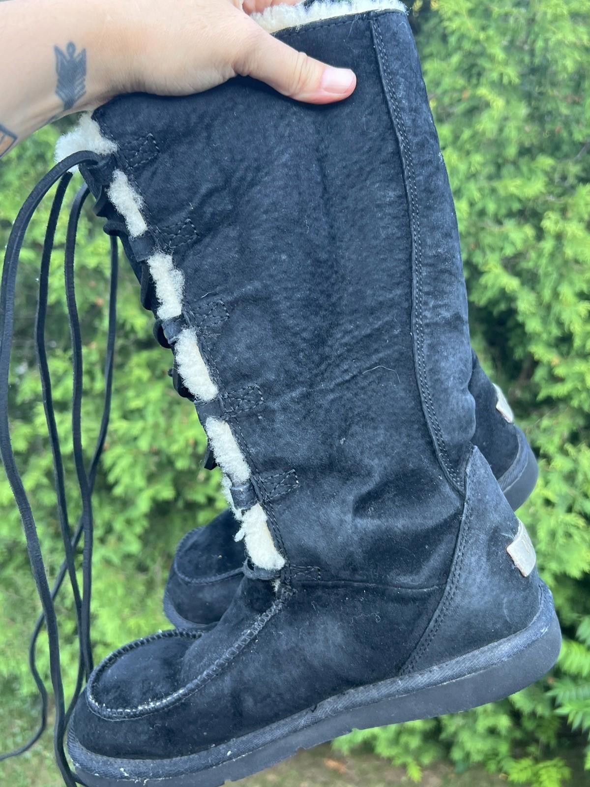 Ugg UGG Whitley Black Suede Winter Boots Tall Lace Up Womens Sz8 Size US 8 / IT 38 - 3 Thumbnail