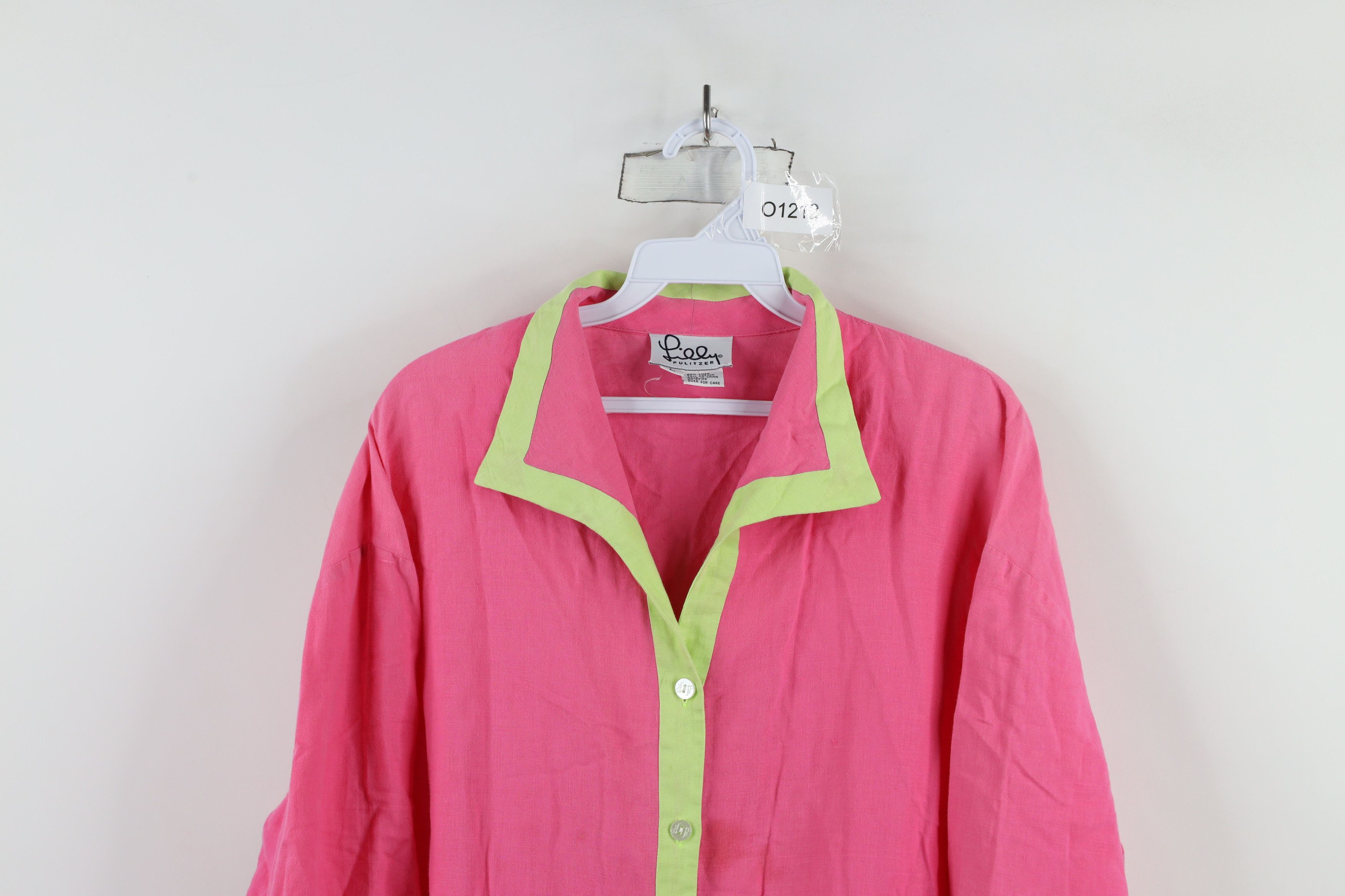 Lilly Pulitzer × Vintage Lilly Pulitzer Linen Blend Oversized Button Shirt Pink Size L / US 10 / IT 46 - 2 Thumbnail