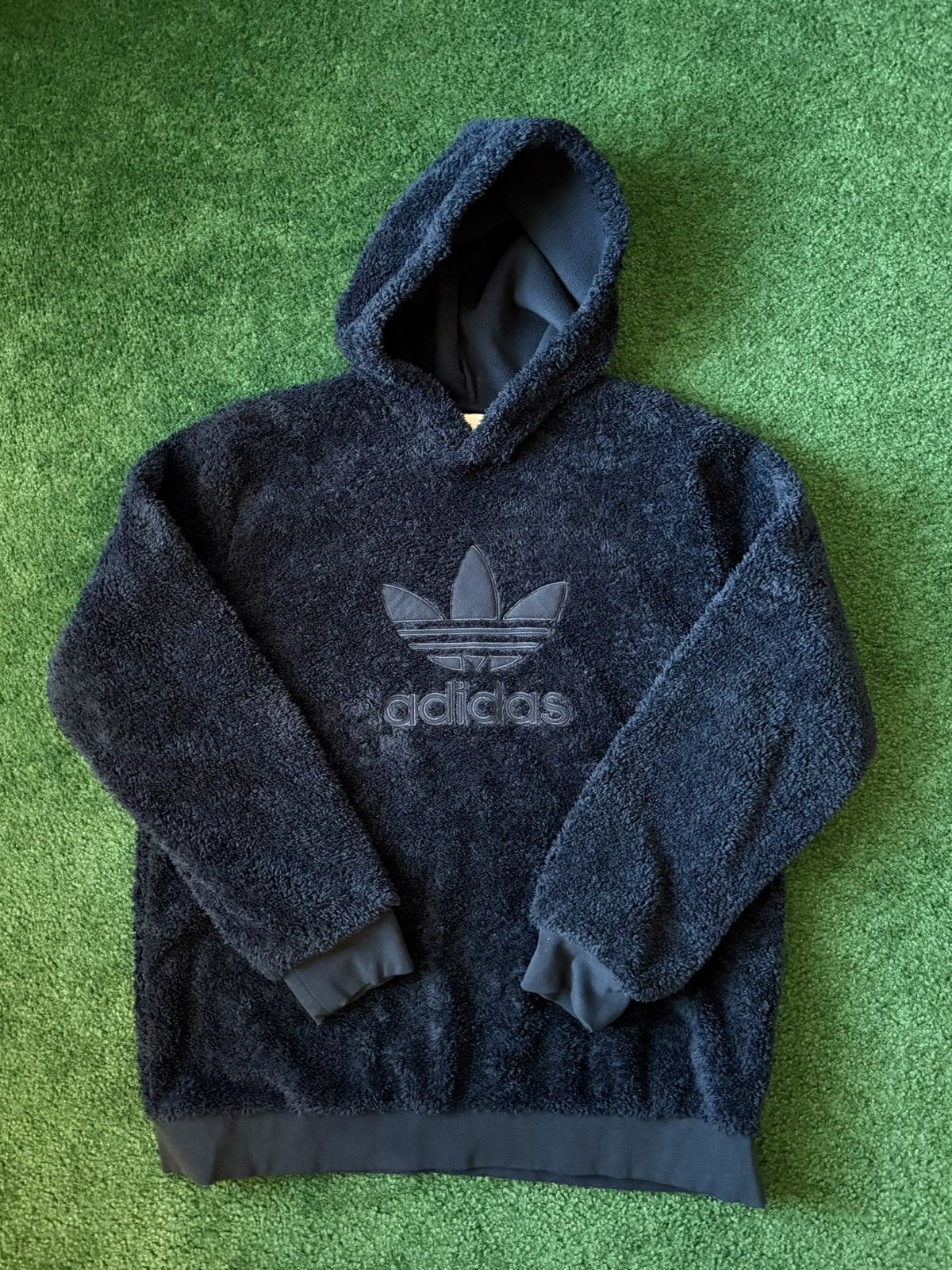 Adidas Adidas Originals "Sherpa" Fleece Trefoil Hoodie - Navy Blue Size US L / EU 52-54 / 3 - 1 Thumbnail
