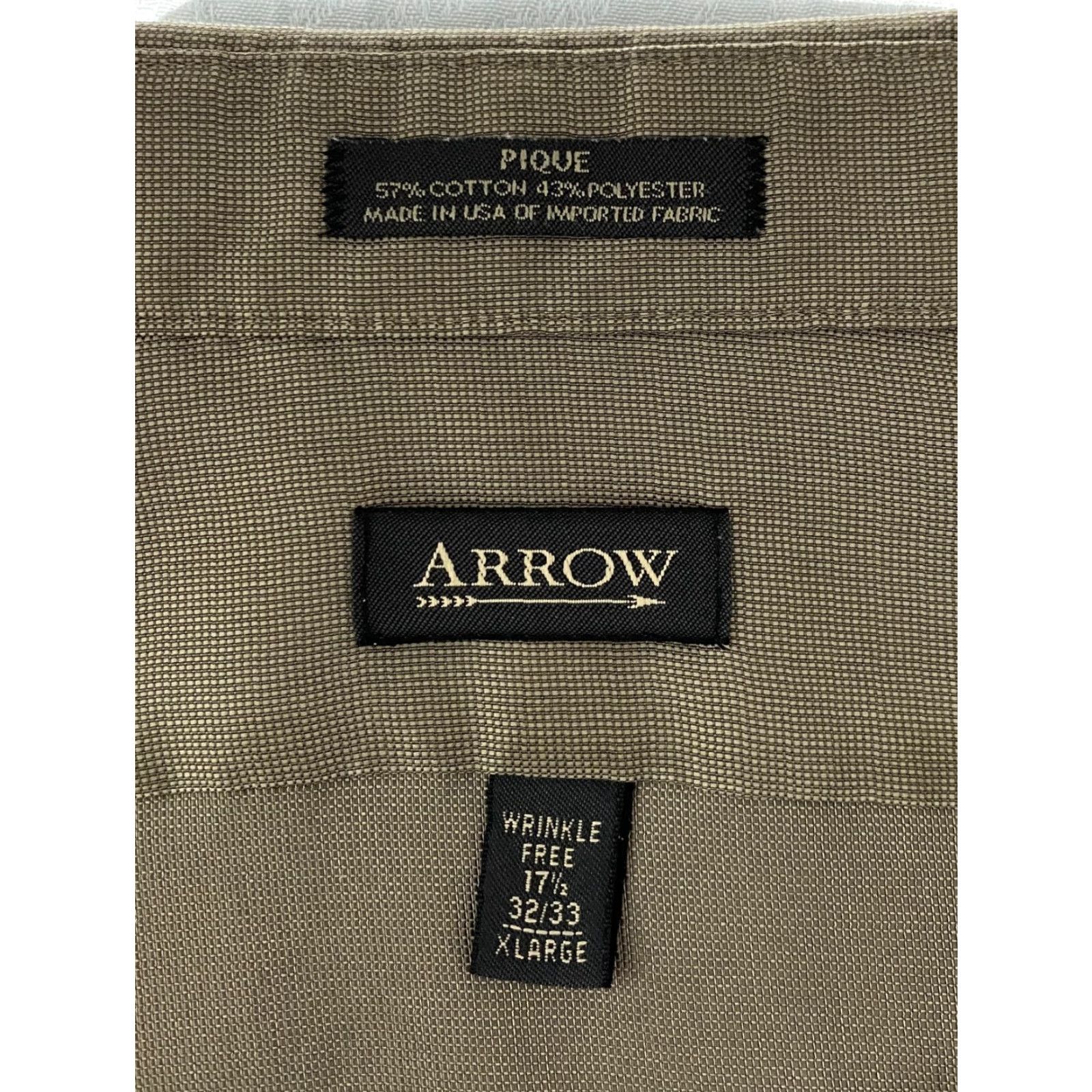 Arrow Arrow Shirt Mens XL Brown Pique Button-Down Long Sleeve Classic Feat: All Seasons, Easy Care, Pockets Size US XL / EU 56 / 4 - 3 Thumbnail