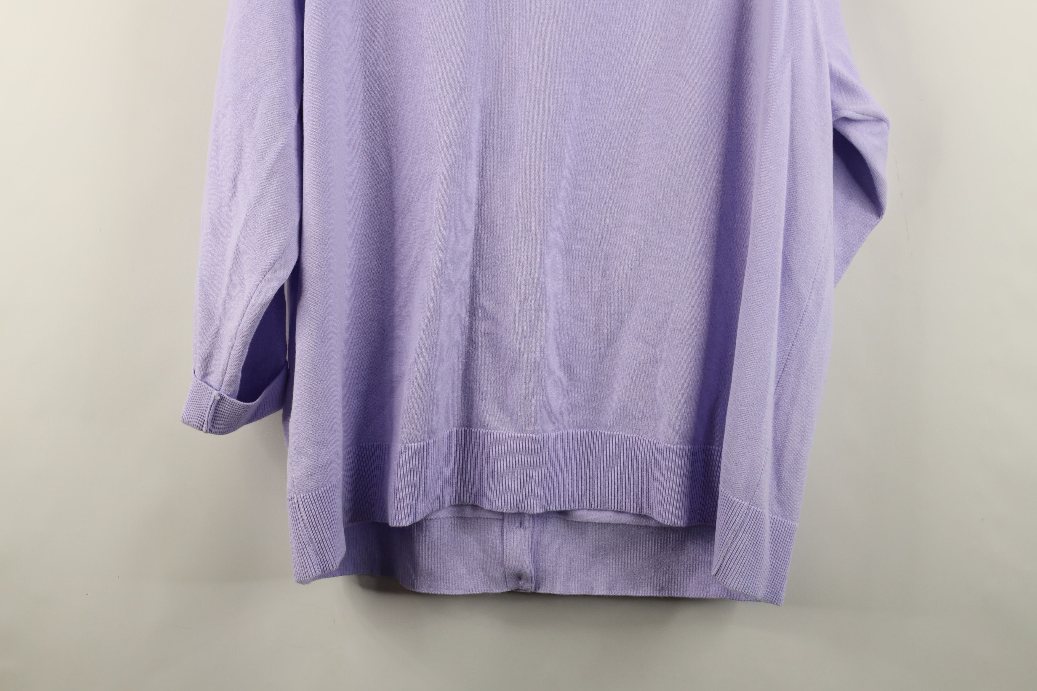 Lands' End × Vintage Vintage Lands End Cotton 3/4 Sleeve Cardigan Sweater Lilac Size 3XL / US 20-22 - 13 Thumbnail