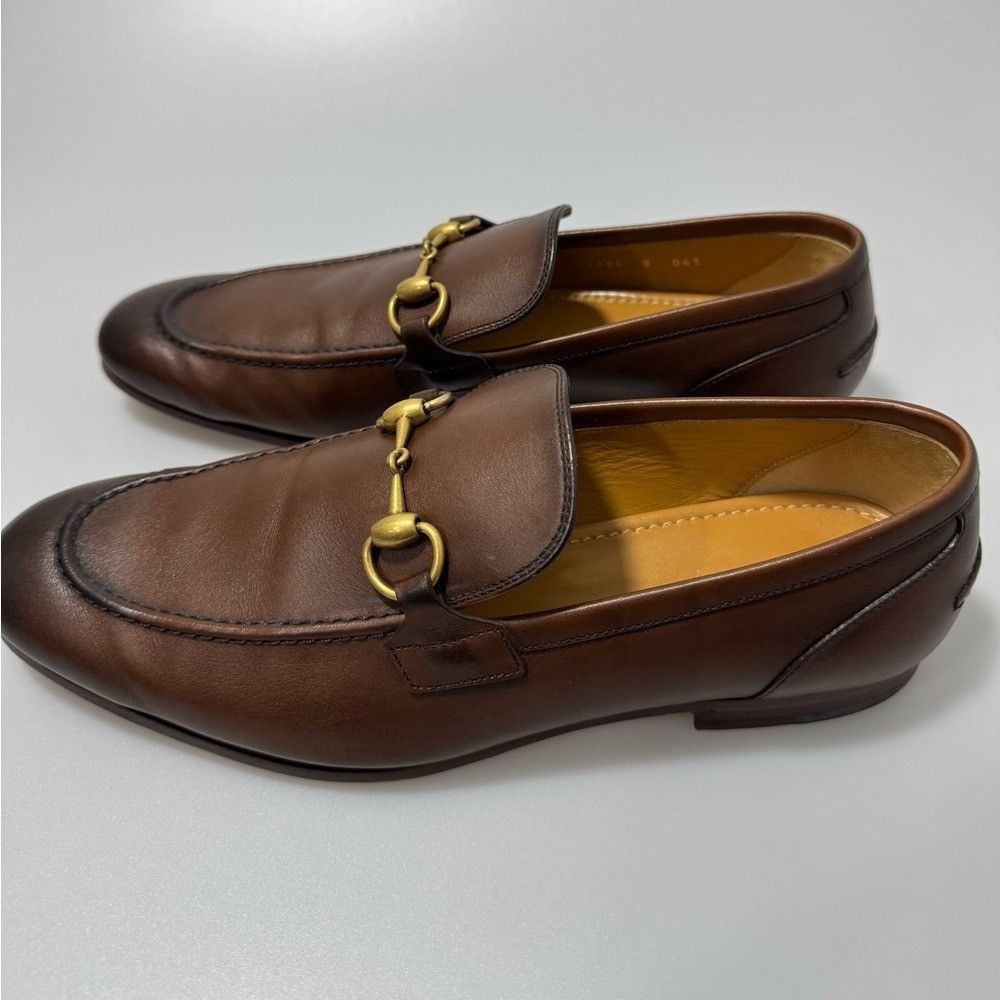 Gucci Gucci Jordaan Leather Horsebit Loafers Brown Men’s Size UK 8 Size US 8.5 / EU 41-42 - 3 Thumbnail