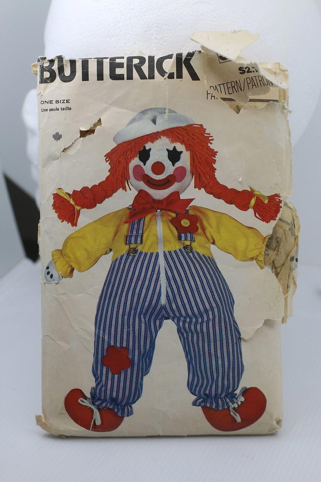 Other Vtg 1980s Butterick 3510 Clown Doll Soft Toy, Aprox. 24"Tall Size ONE SIZE - 1 Thumbnail