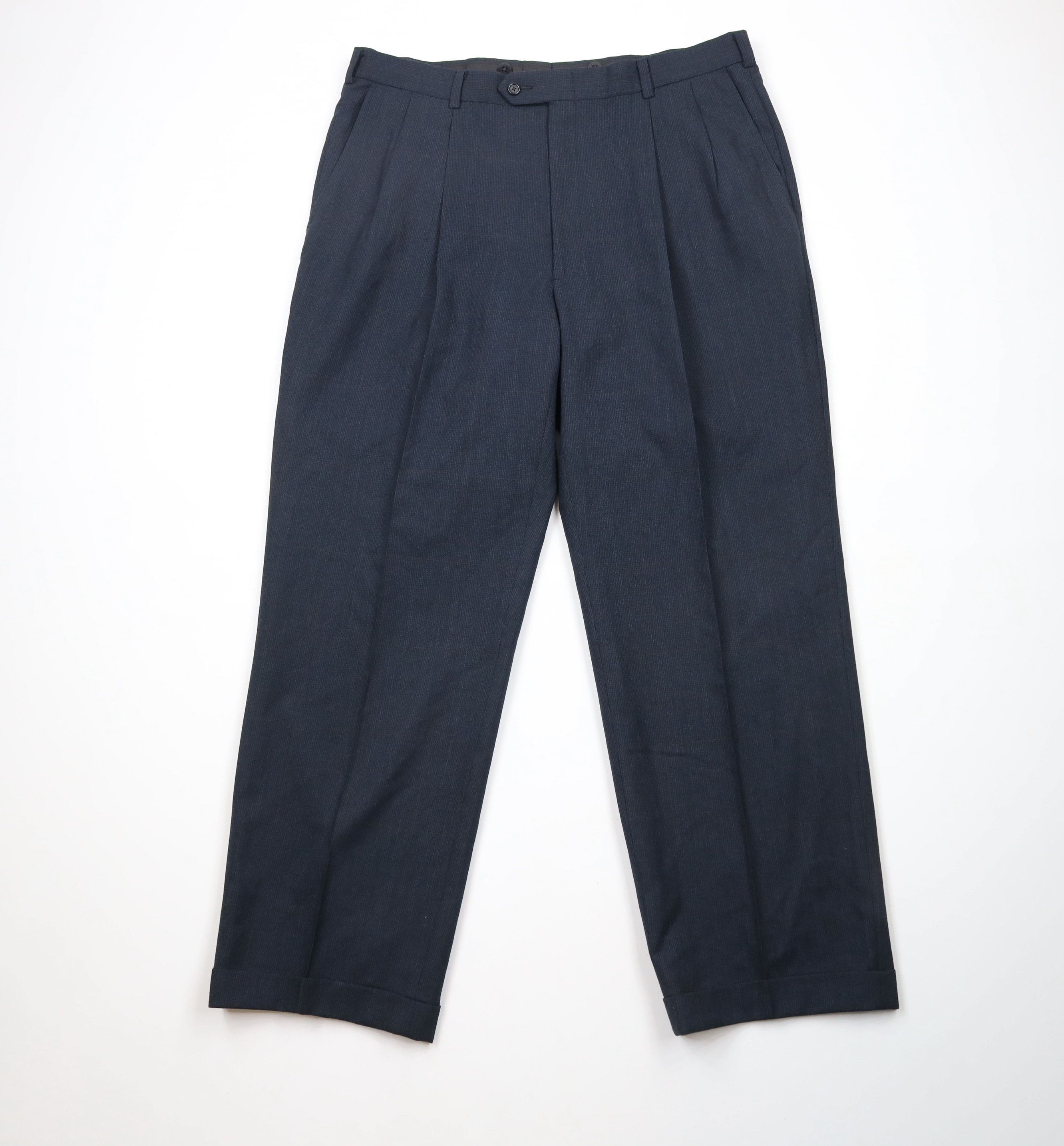 Vintage Vintage 90s Streetwear Pleated Cuffed Wide Leg Chino Pants Size US 36 / EU 52 - 1 Thumbnail