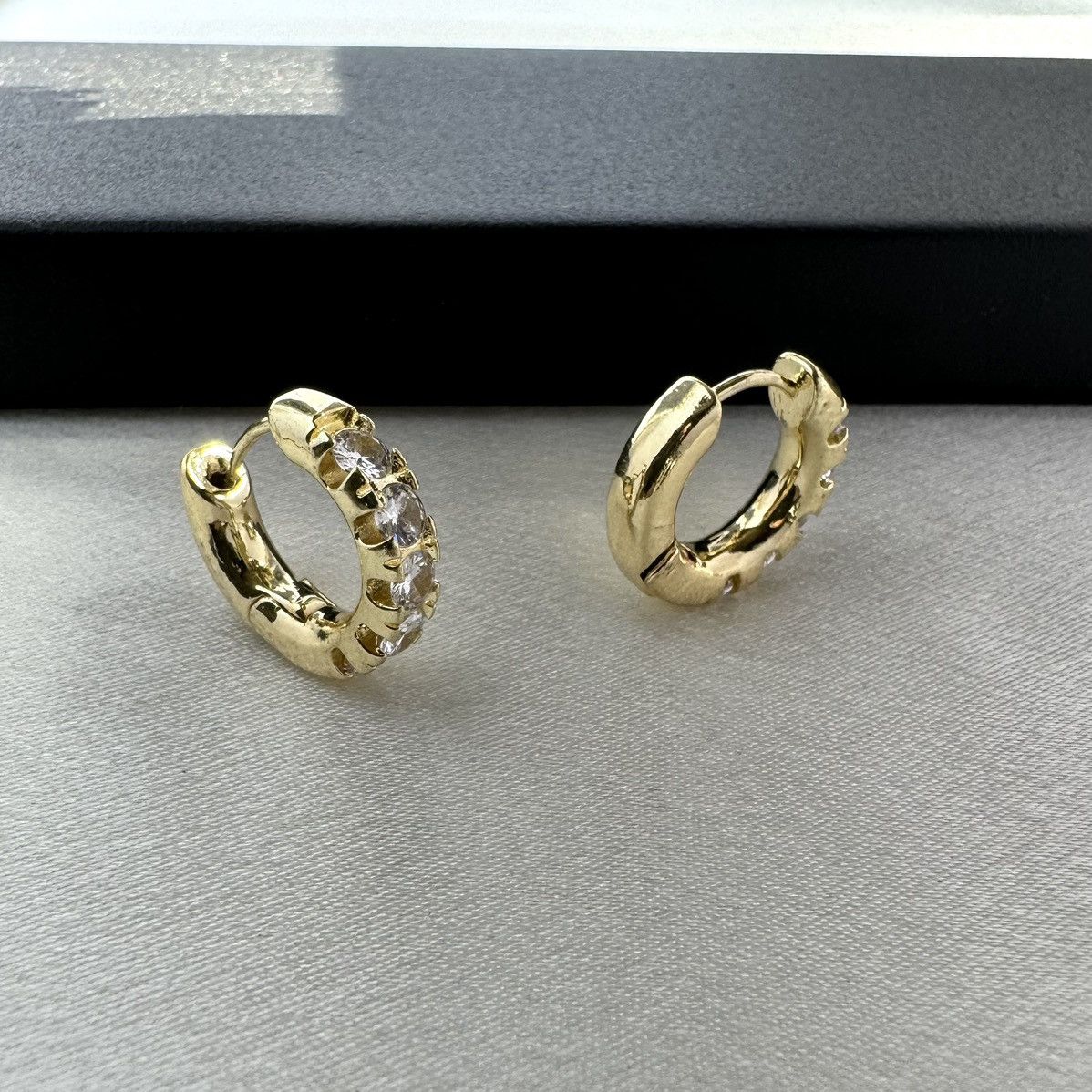 Designer 17mm CZ Cubic Zirconia Gold Hoop Earrings for Women Size ONE SIZE - 2 Thumbnail