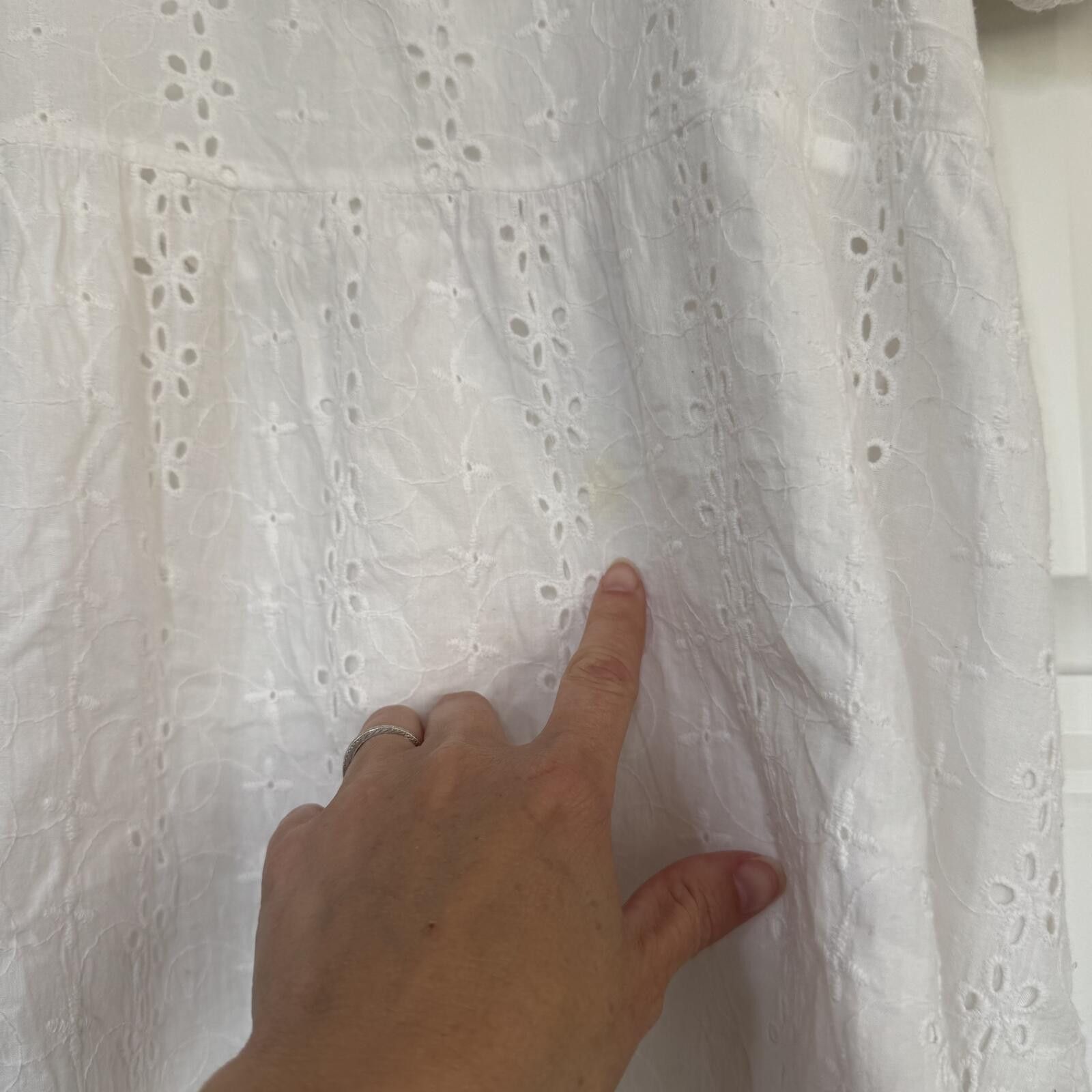 Daytona Dazy Large White Puff Sleeve Eyelet Dress with Square Neck Size L / US 10 / IT 46 - 3 Thumbnail