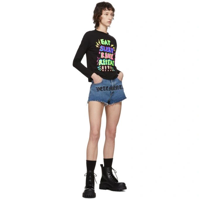 Vetements Black Eat Sleep Rave Repeat Long Sleeve Top Size S / US 4 / IT 40 - 3 Thumbnail