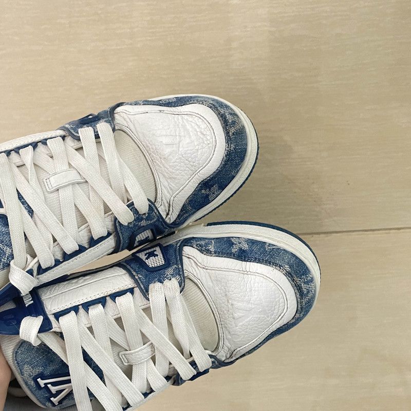 Louis Vuitton Louis Vuitton Denim Leather Low-Top Trainers -2508 Size US 9.5 / EU 42-43 - 7 Thumbnail