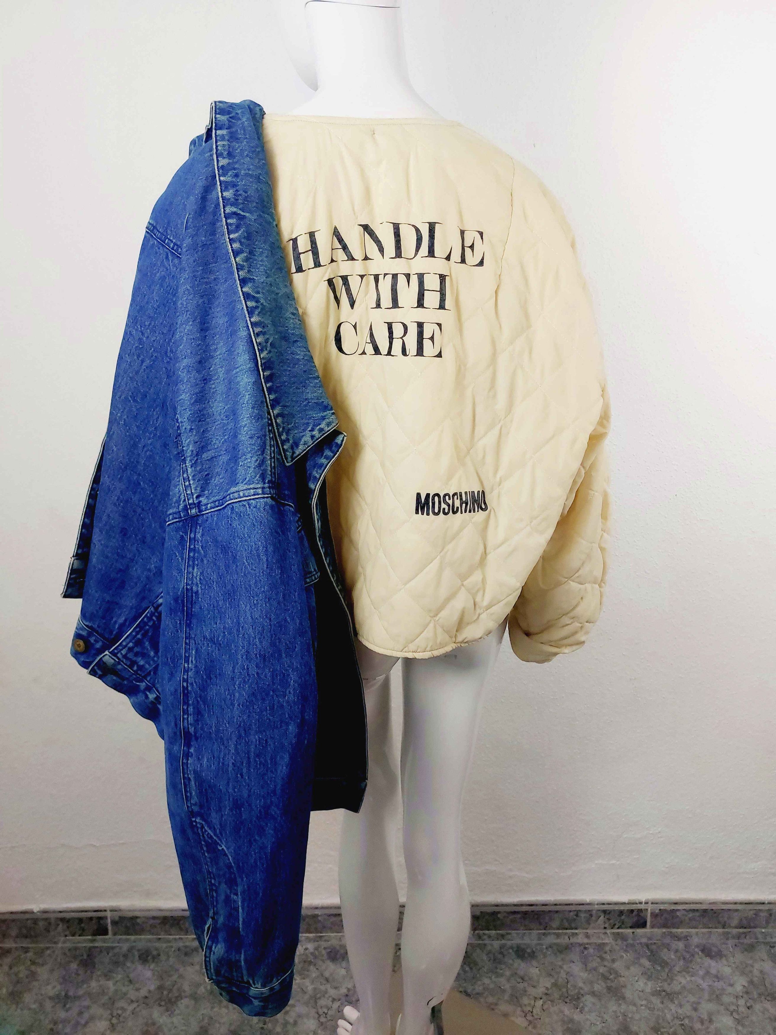 Moschino Moschino Jeans Handle With Care Denim Liner Jacket Size US M / EU 48-50 / 2 - 5 Thumbnail