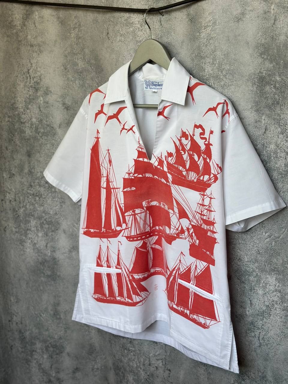 Vintage 1960s The Bagshaws St. Lucia Sailing Ship Print Shirt Dagger Size US M / EU 48-50 / 2 - 2 Thumbnail