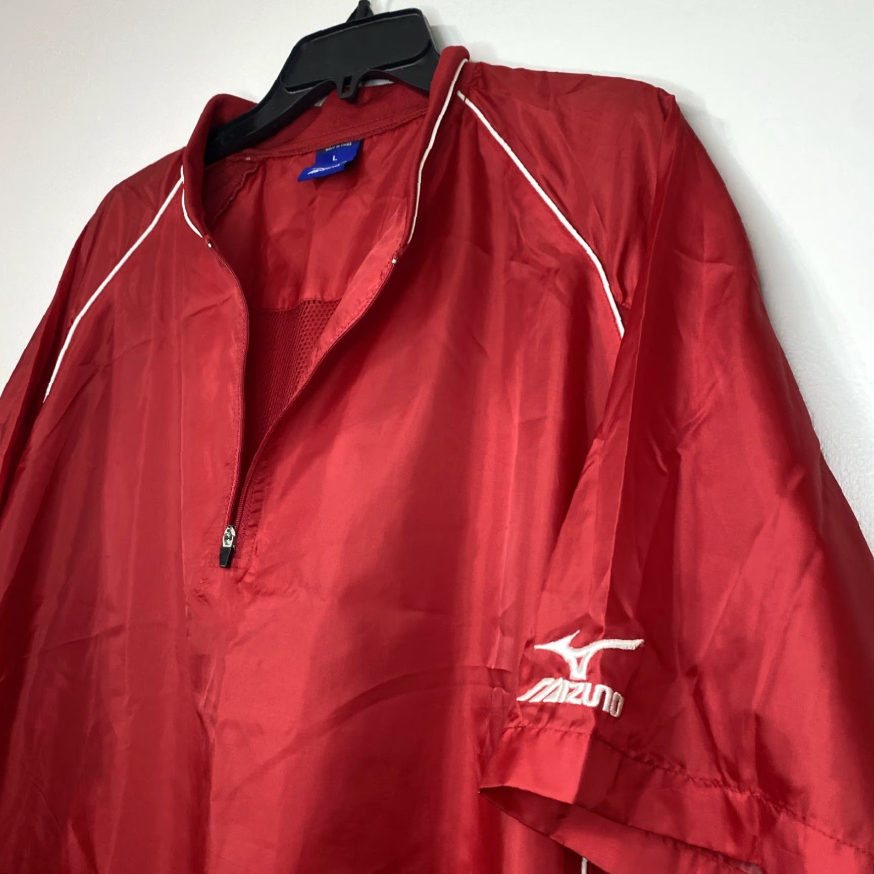 Mizuno Mizuno Windbreaker Shirt Mens L Red Short Sleeve 1/4 Zip Pullover Activewear Sports Shirt Size US L / EU 52-54 / 3 - 2 Thumbnail