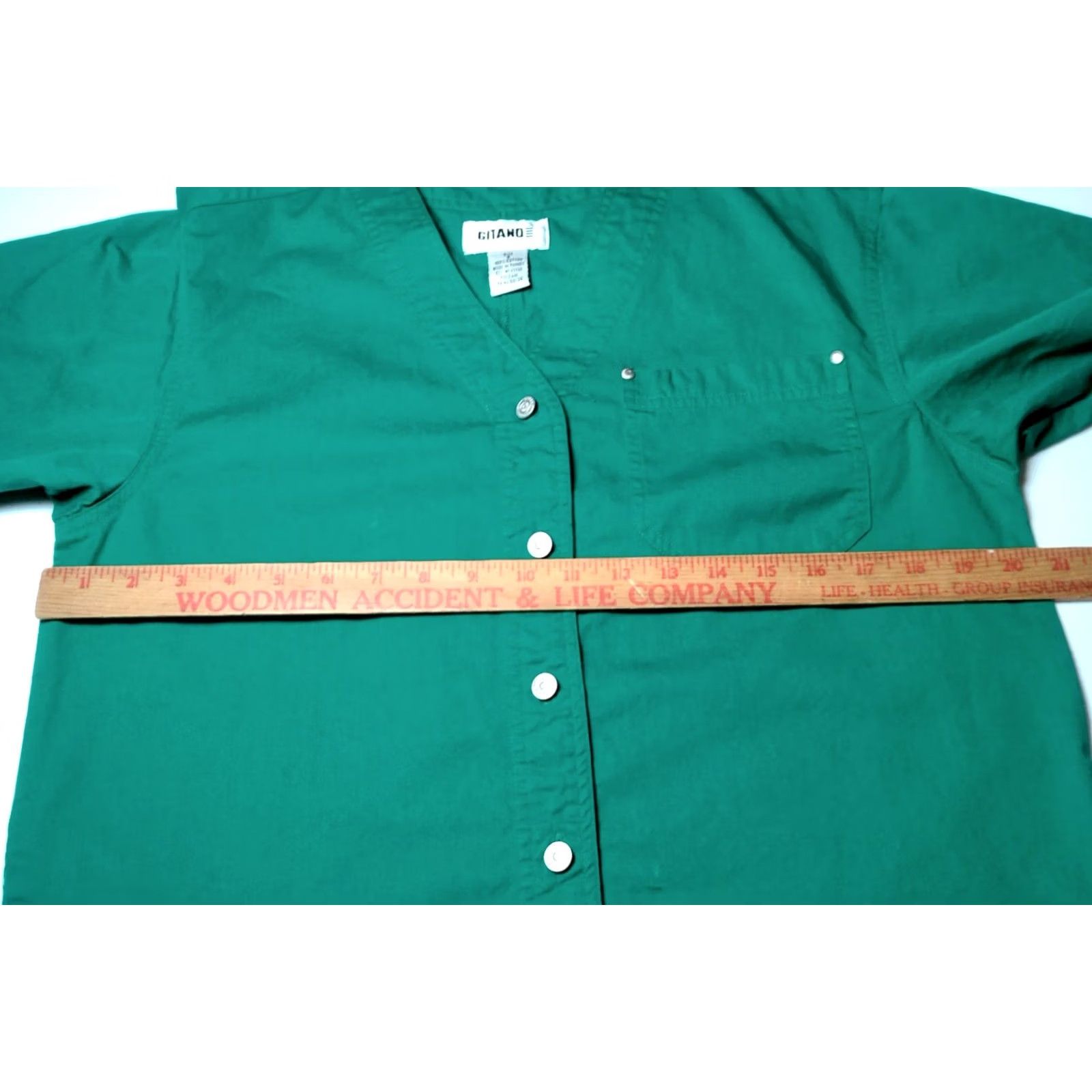 Vintage VINTAGE Gitano Shirt Women Small Kelly Green Twill Button Up V Neck 90s Classic Casual Mens Womens Girls Boys Size S / US 4 / IT 40 - 4 Thumbnail