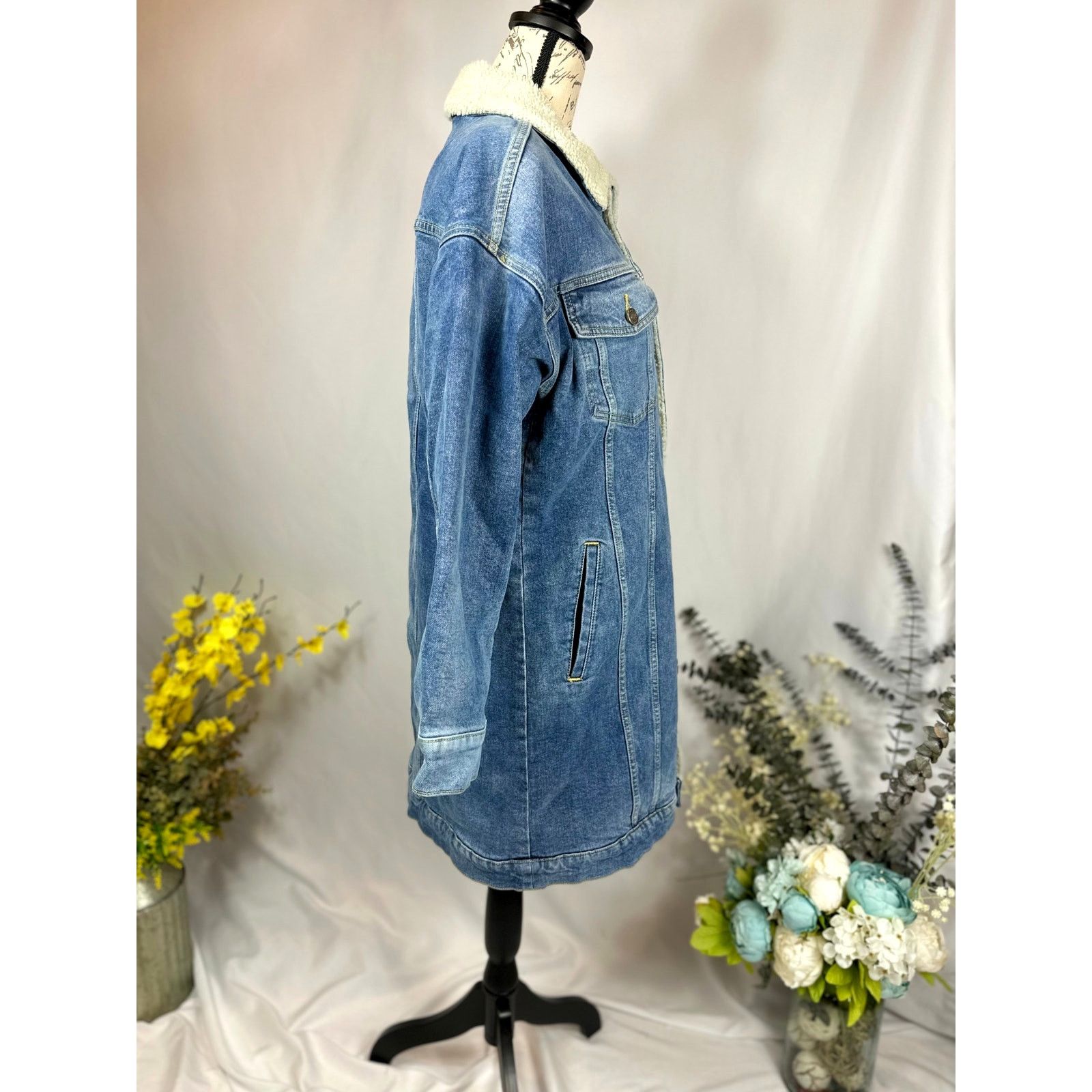 Other LNDN Landon Denim Sherpa Lined Jacket Medium Wash XS/S Size S / US 4 / IT 40 - 11 Thumbnail