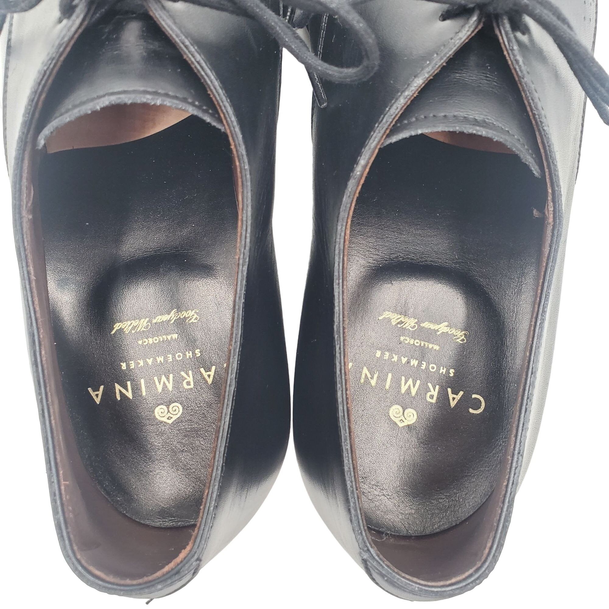 Carmina Shoemaker Luxury Mens 8 Black Calf All-Leather Dress