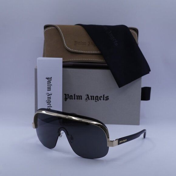 Palm Angels Palm Angels PERI10I KING 1007 Sunglasses Black/Gold Shield Size ONE SIZE - 11 Thumbnail
