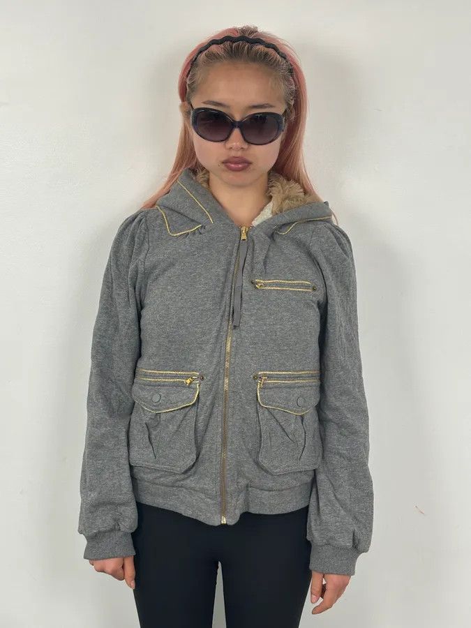 Marc Jacobs Marc Jacobs Grey Fur Hooded Cargo Zip Up Sweater Size XS / US 0-2 / IT 36-38 - 2 Thumbnail