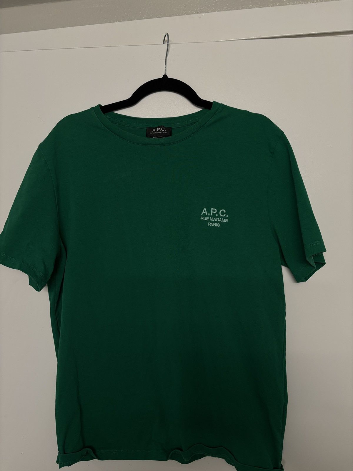 A.P.C. A.P.C. Rue Madame Paris Green Logo Tee Size US XL / EU 56 / 4 - 4 Thumbnail