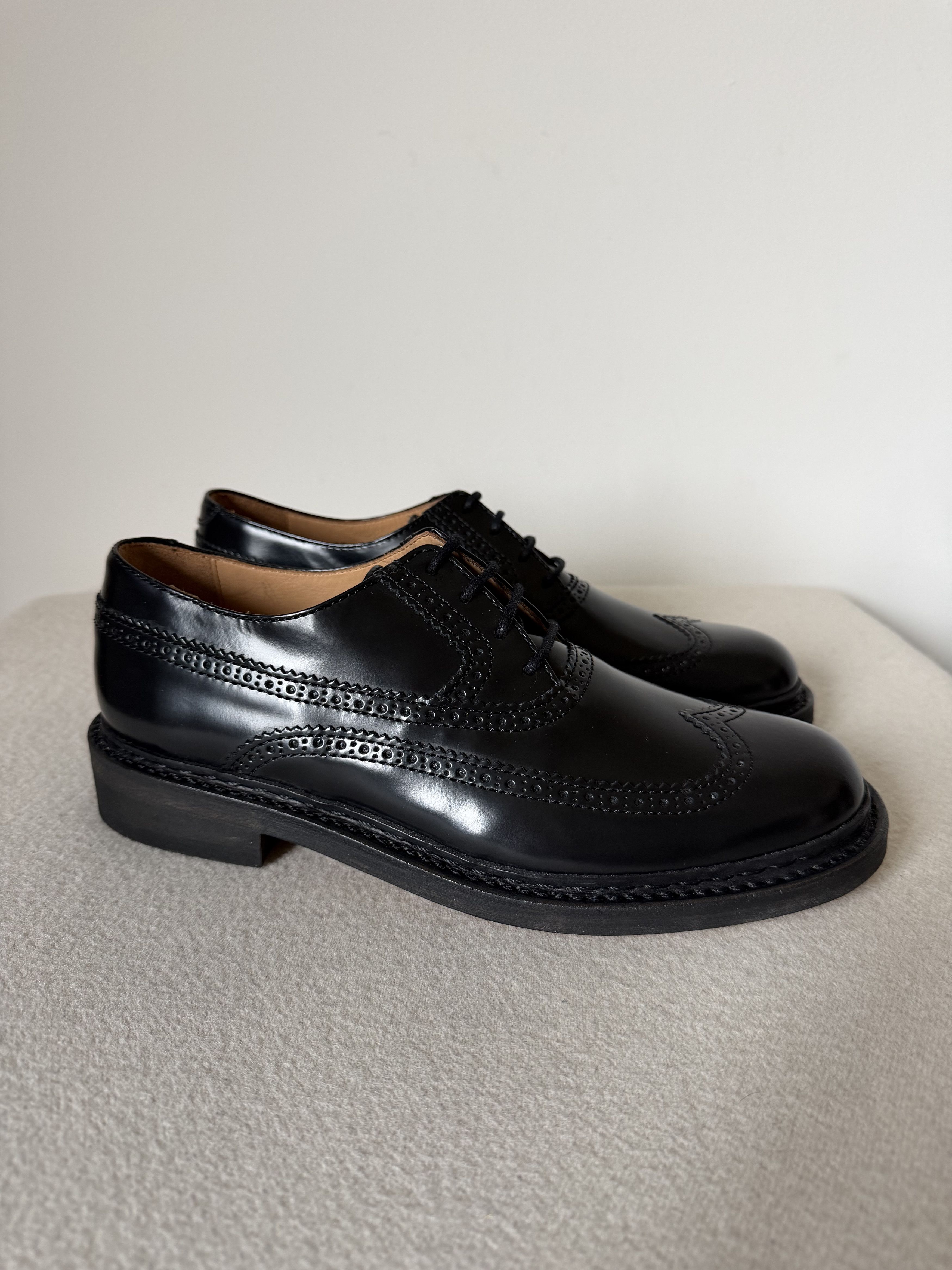 Our Legacy Our Legacy Brogue Parade Derbys in Black Leather Size US 13 / EU 46 - 1 Thumbnail