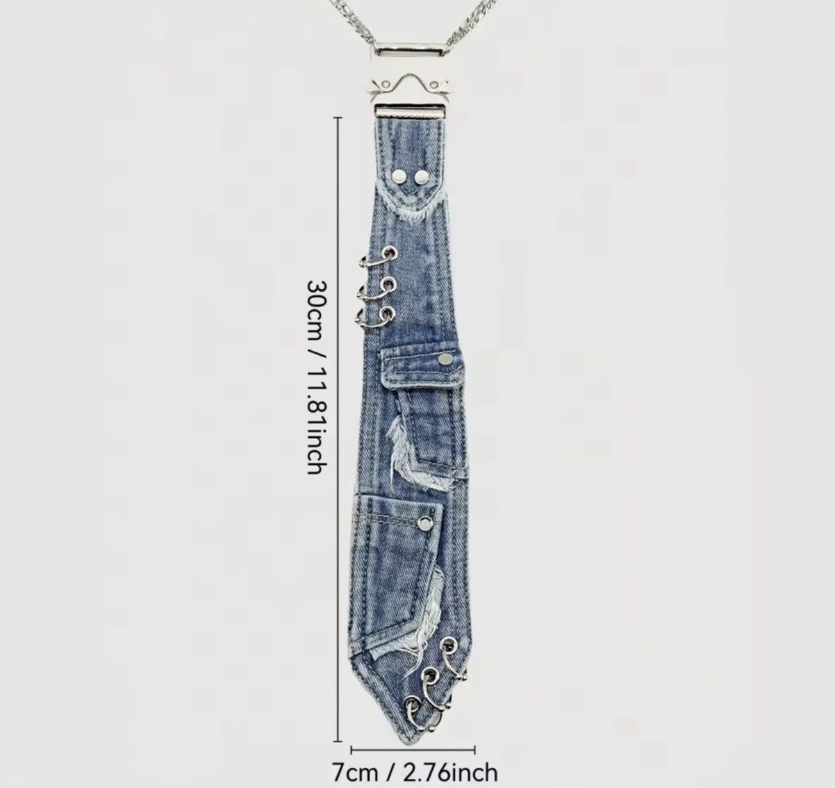 Japanese Brand Denim Neck Tie, Press Buckle Chain Size ONE SIZE - 6 Thumbnail