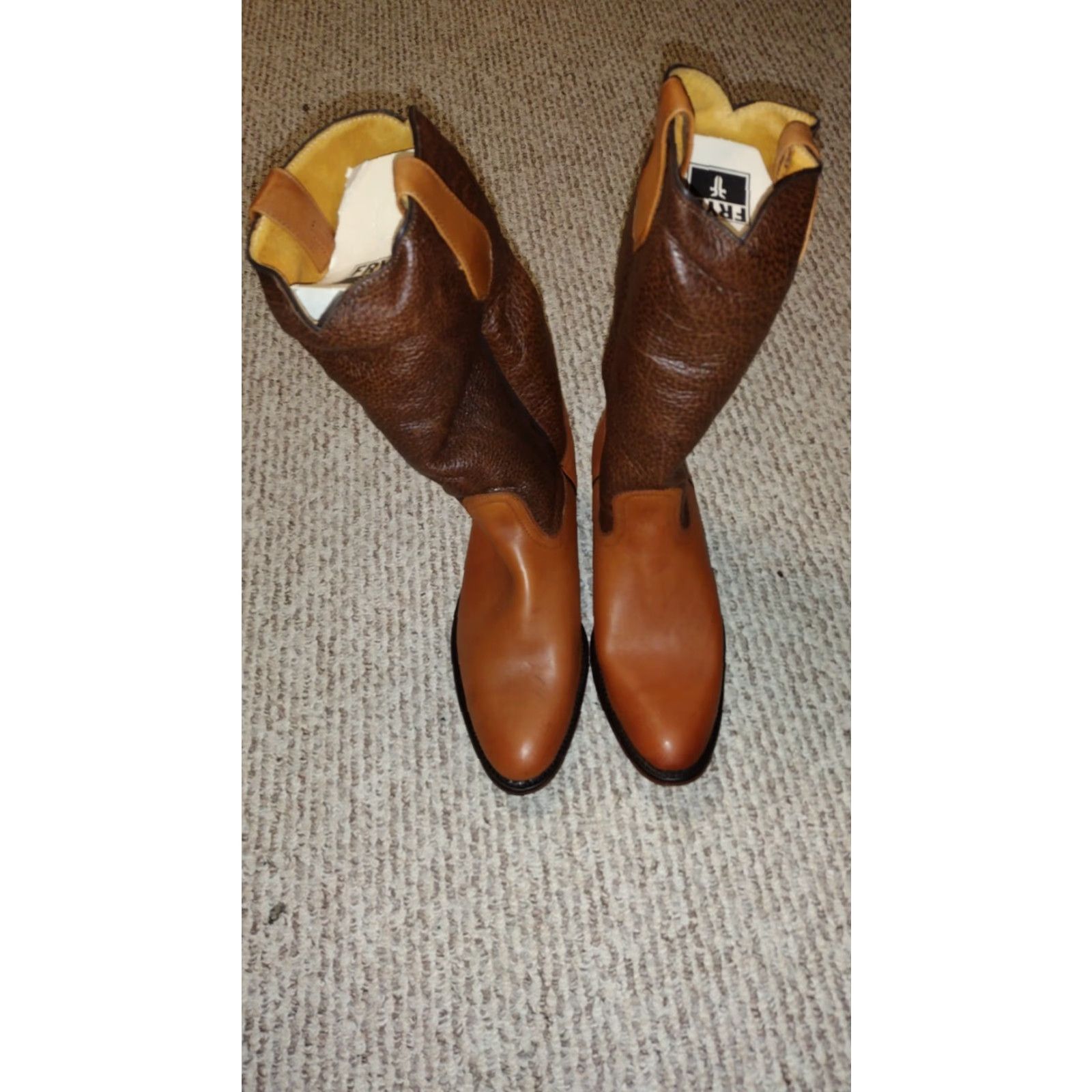 Frye VINTAGE Frye Motorcycle Biker Boot Dip Top 11.5 D Brown Leather Boots NOS 90s Gazelle? Size US L / EU 52-54 / 3 - 5 Thumbnail