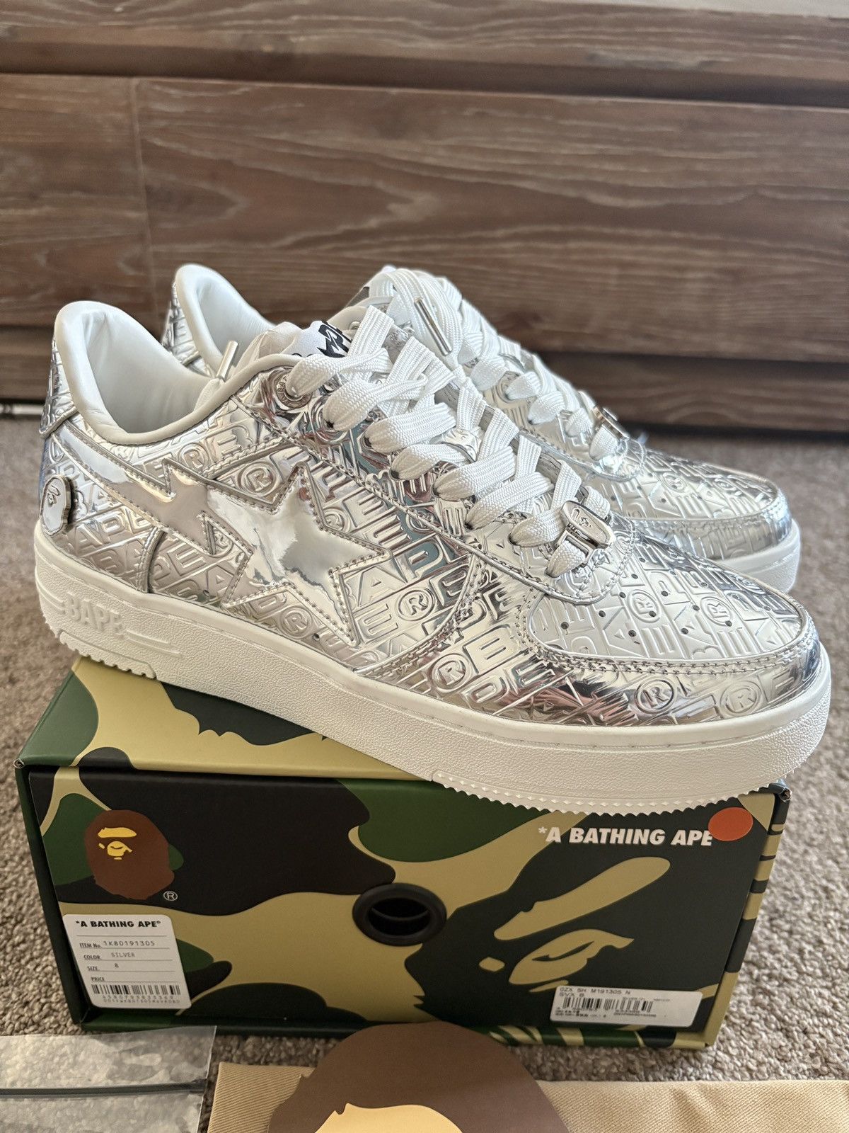 Bape Brand new A Bathing Ape Bape Sta #5 M2 metallic silver us8 Size US 8 / EU 41 - 2 Thumbnail