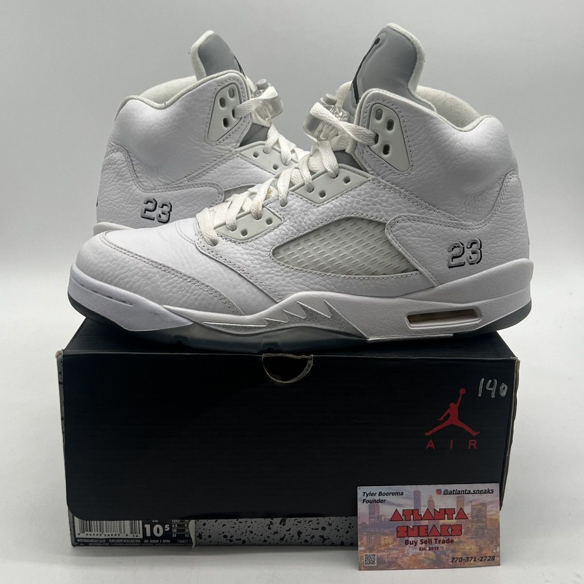 Jordan Brand Air Jordan 5 metallic white Size US 10.5 / EU 43-44 - 1 Thumbnail