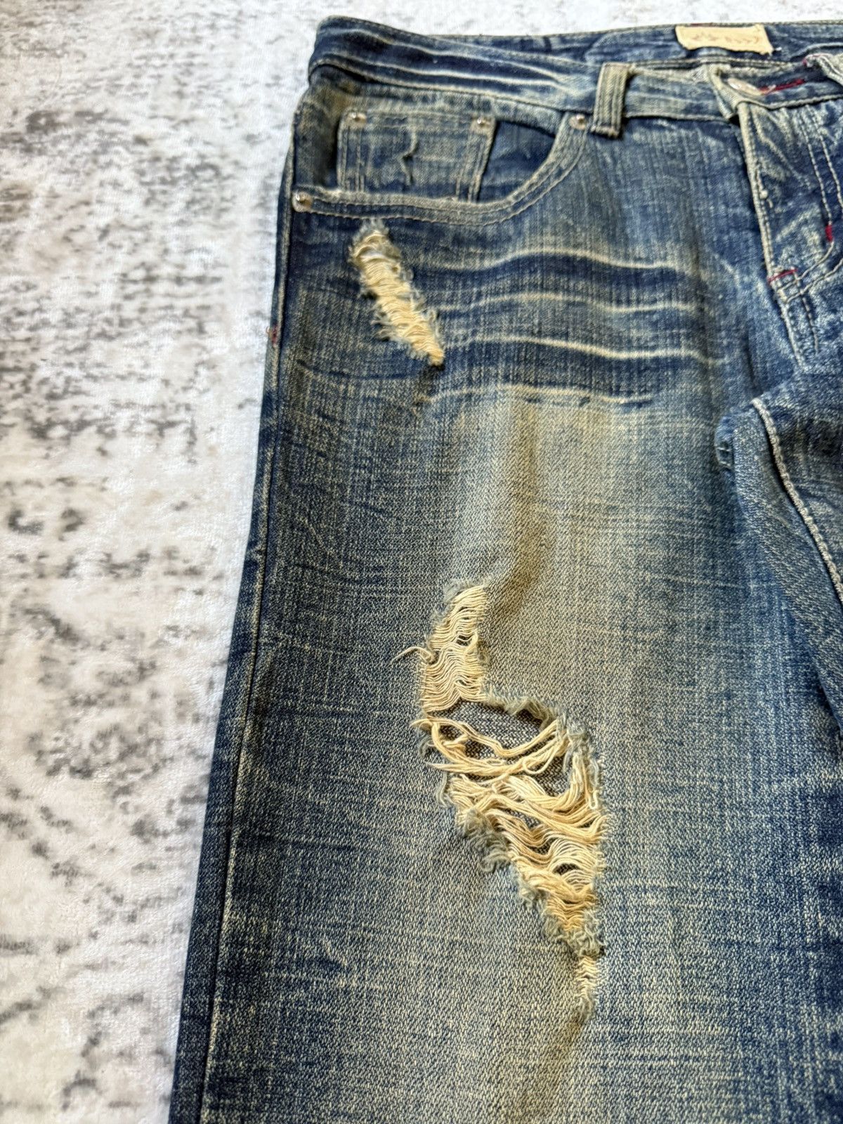 Japanese Brand R 45rpm Mud Wash Honeycomb Distressed Flared Jeans Size US 28 / EU 44 - 10 Thumbnail