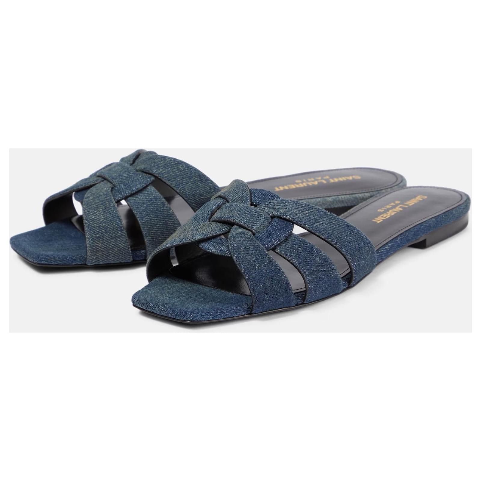Saint Laurent Paris o1b1hav110924 Denim Mules in Blue Size US 9.5 / IT 39.5 - 5 Thumbnail