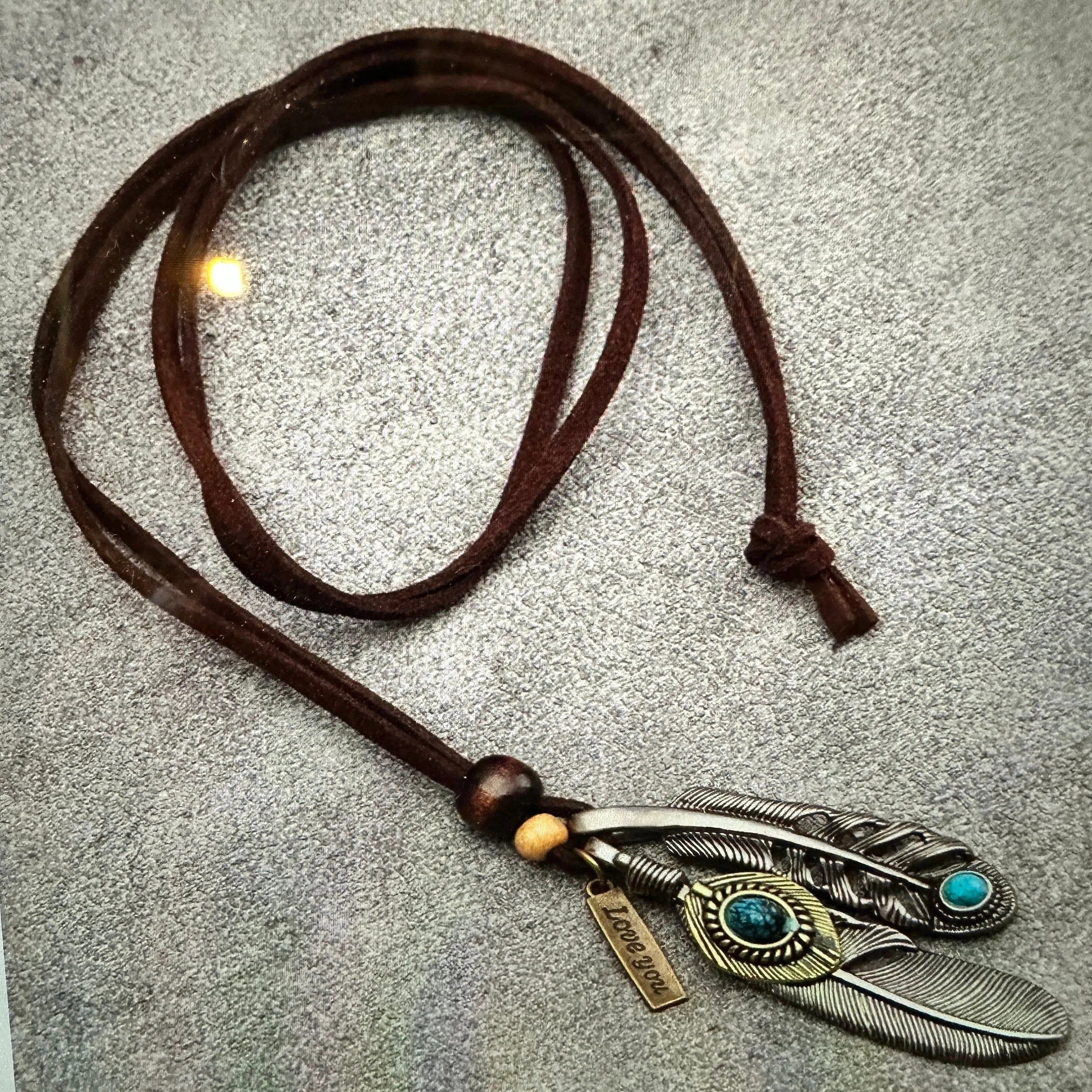 Other Southwest-Inspired Turquoise Feather Pendant Necklace on Bro Size ONE SIZE - 8 Thumbnail