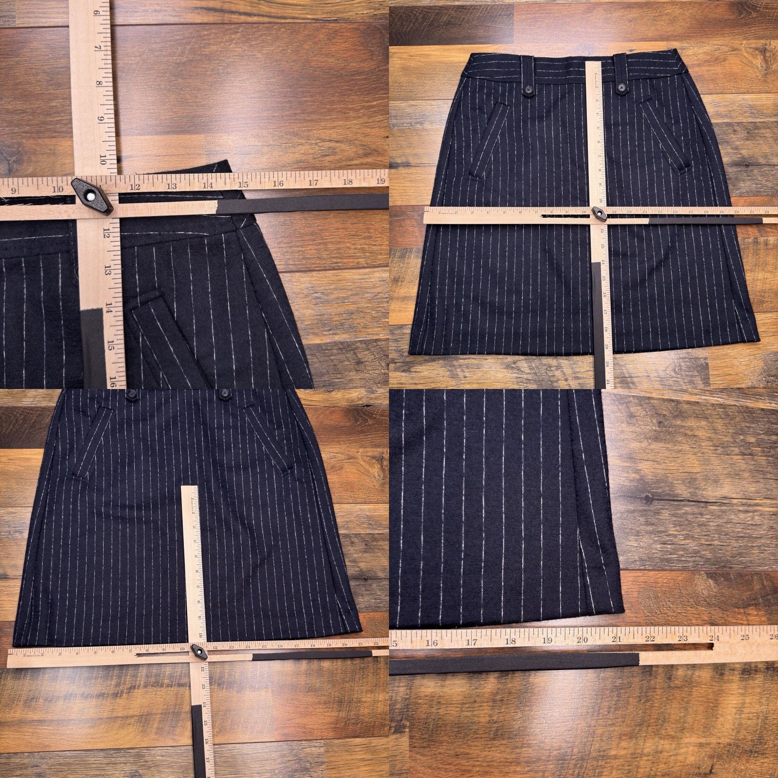 Loft LOFT Skirt Women Pencil 6 Navy Blue Striped Wool Blend Zip Knee Length Pockets Casual Workwear New Size 28" / US 6 / IT 42 - 8 Thumbnail