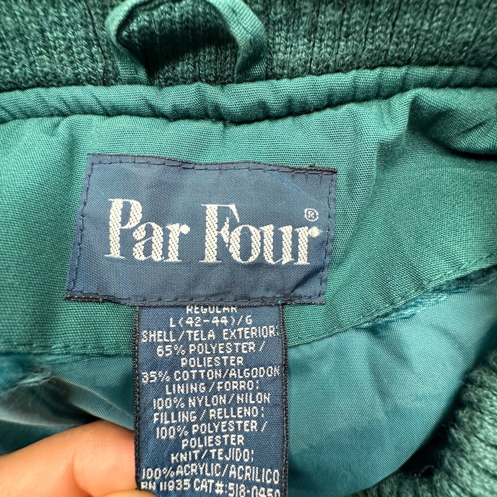 Vintage VINTAGE Par Four Bomber Jacket Mens Large Green Puffer Quilted Lined 90s Size US L / EU 52-54 / 3 - 3 Thumbnail
