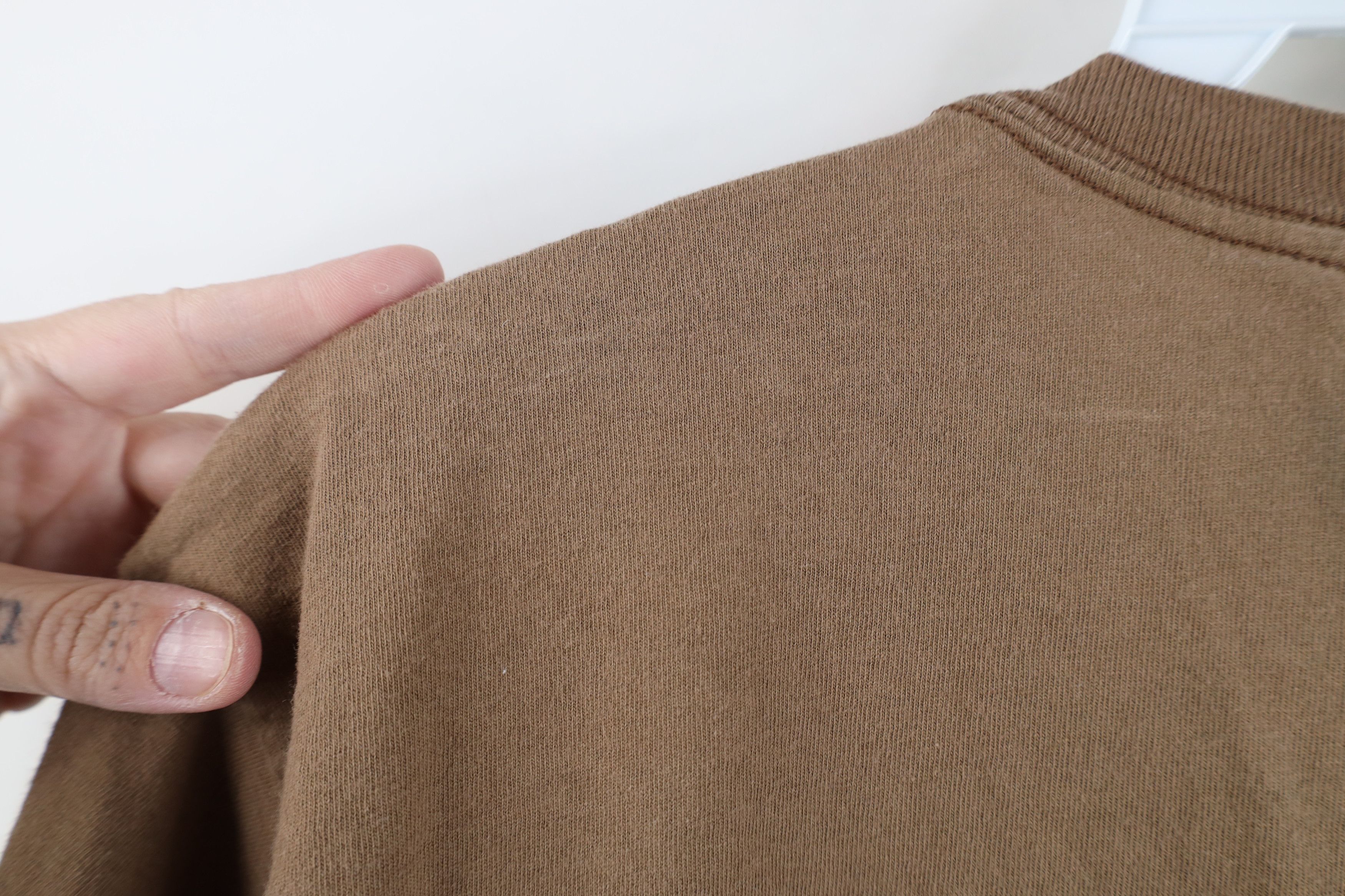 Vintage Vintage 90s Streetwear Blank Combed Cotton T-Shirt Brown USA Size US L / EU 52-54 / 3 - 11 Thumbnail