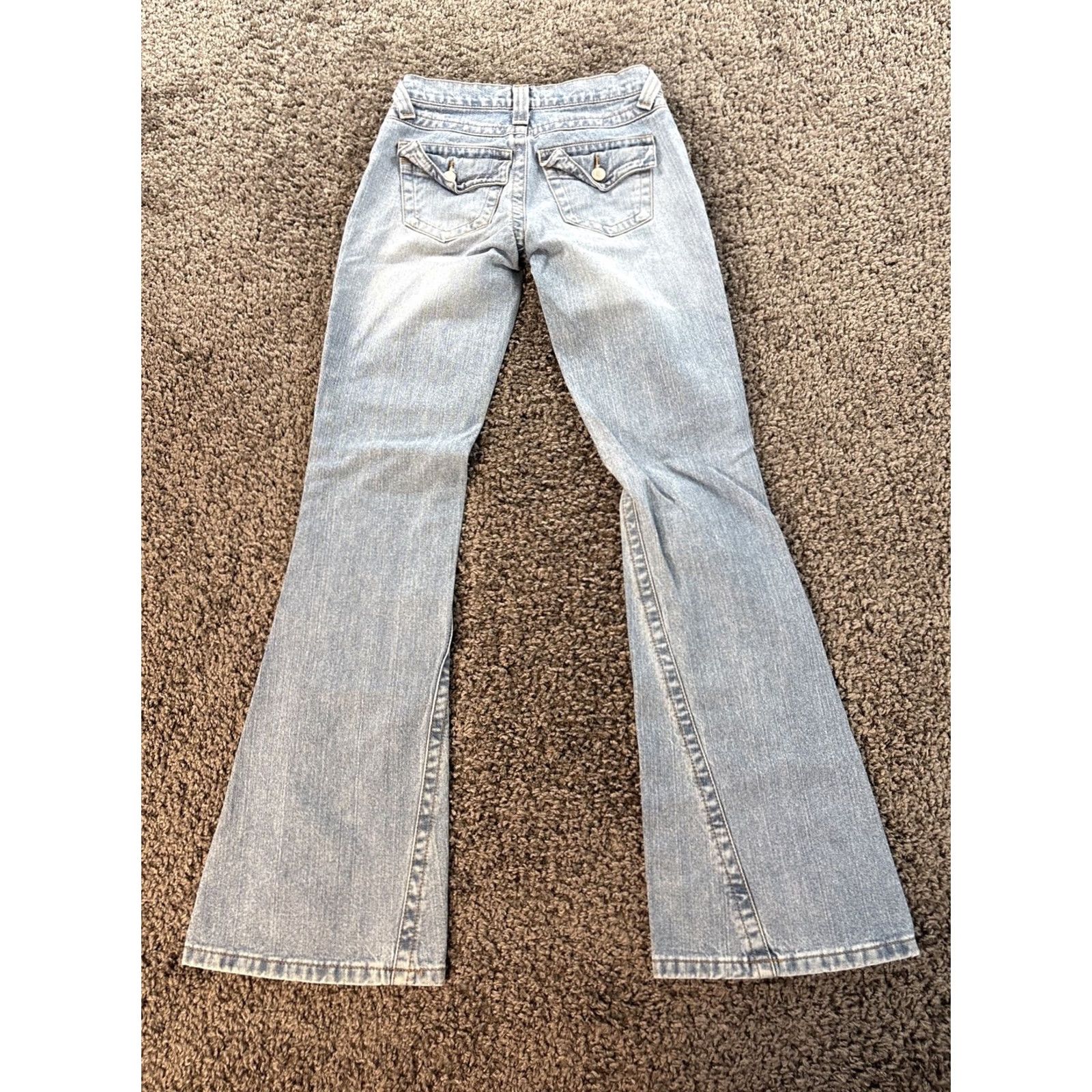 Vintage VINTAGE London Jeans Flare Jeans Womens 28x32 Button Fly Low Rise Light Wash 90s London Womens Jeans Size 28" / US 6 / IT 42 - 7 Thumbnail