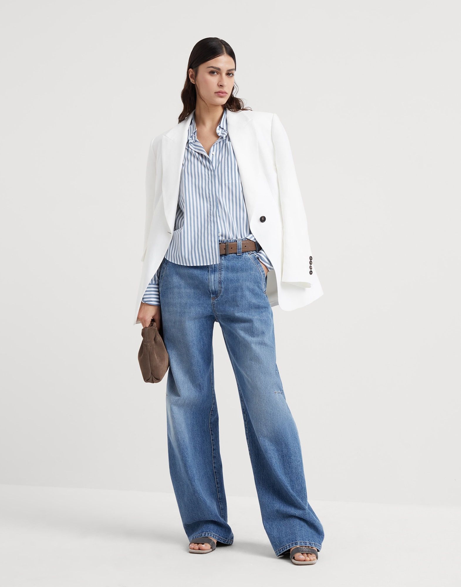 Brunello Cucinelli o1w1db10825 Blouse in Open White Size M / US 6-8 / IT 42-44 - 5 Thumbnail