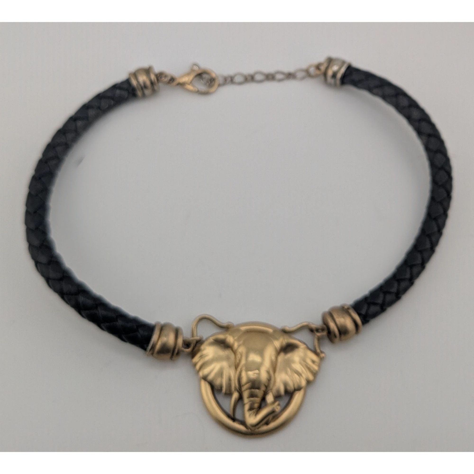 Other Elephant Pendant Necklace With Braided Black Cord & Gold-Ton Size ONE SIZE - 3 Thumbnail