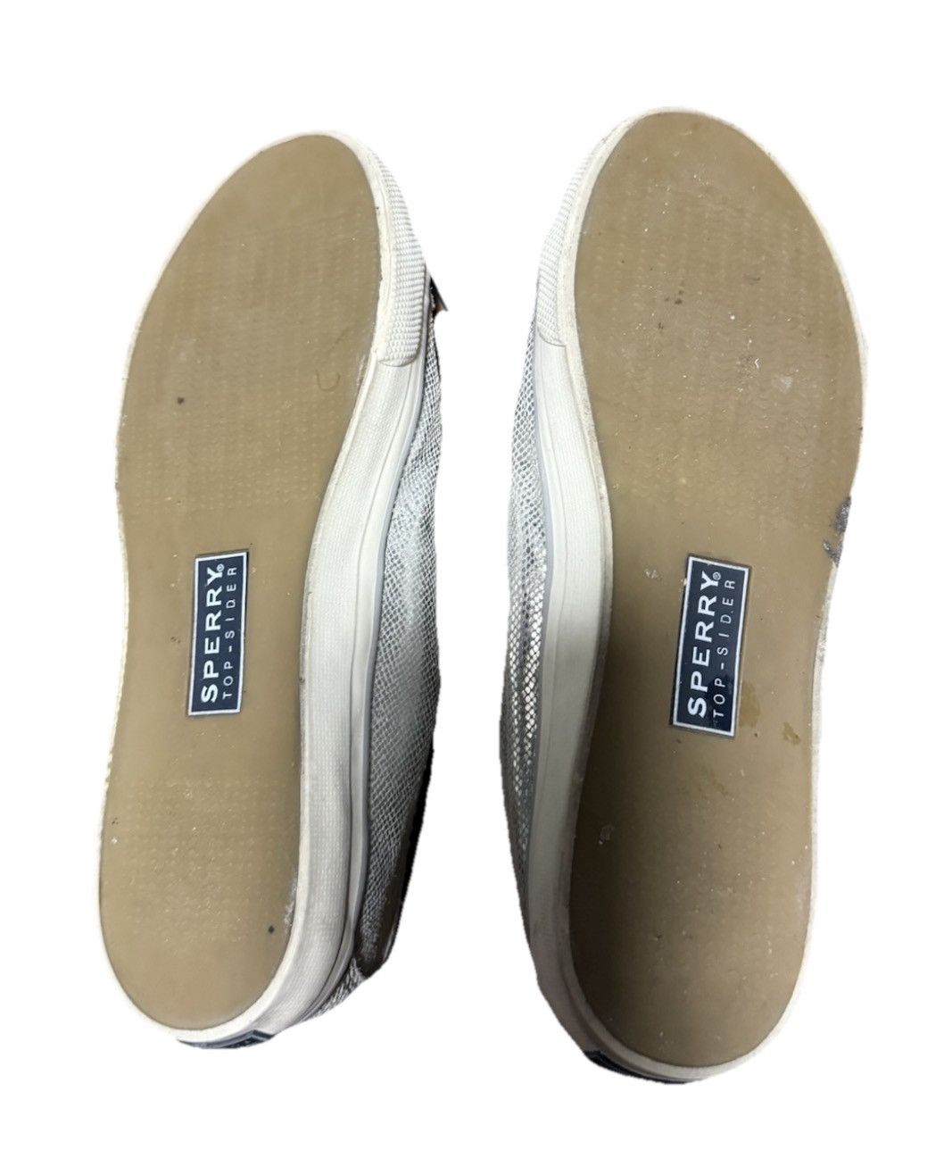 Sperry Women’s 8M Sperry Metallic Silver Leather Sneakers STS94858 Size US 8 / IT 38 - 3 Thumbnail