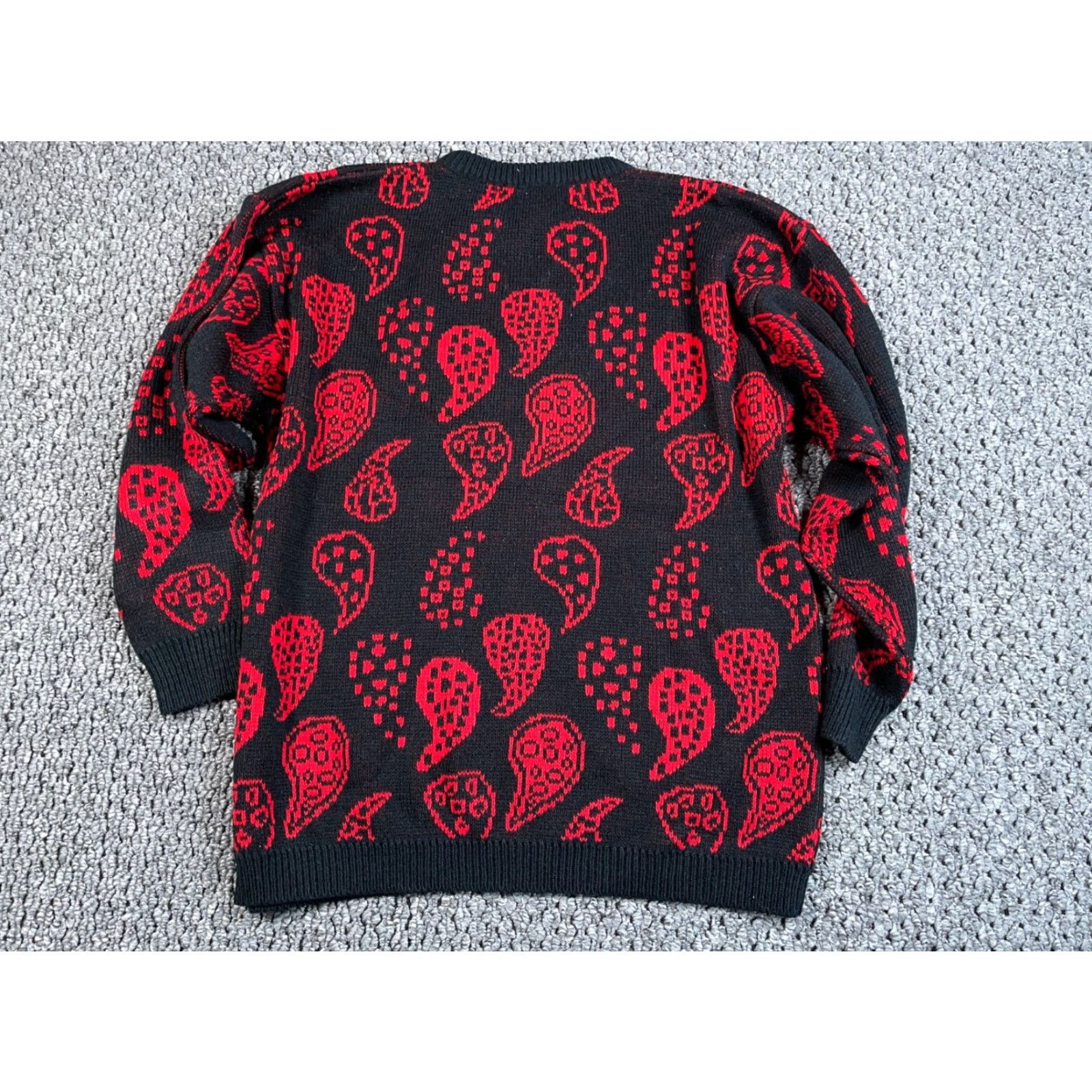 Vintage VINTAGE Paisley Pattern Sweater Women Large Black Acrylic Knit Crew Neck Long Sleeve 80s Hippie Retro Womens Size L / US 10 / IT 46 - 2 Thumbnail