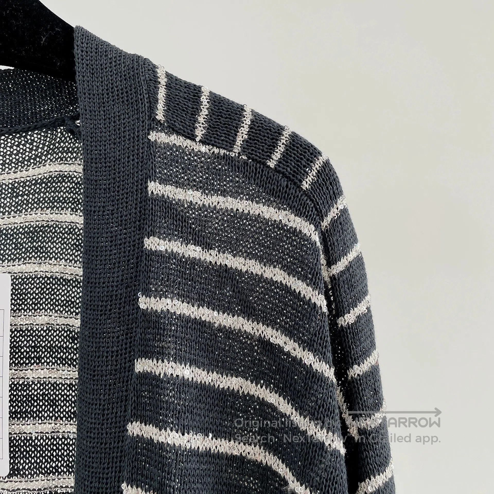 Brunello Cucinelli Striped Sequin Cardigan.