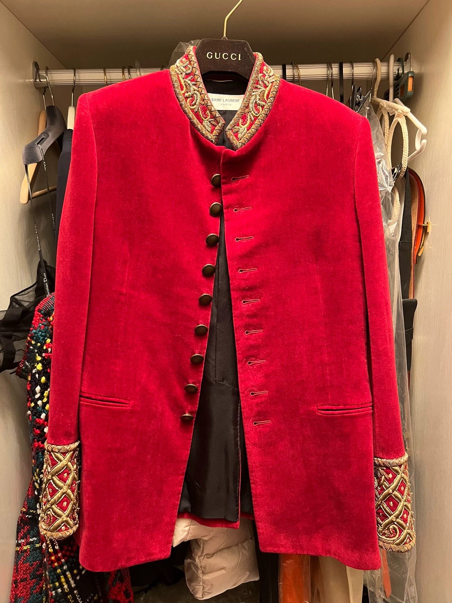Saint Laurent Paris Saint Laurent Paris Red Palace Jacket Size US S / EU 44-46 / 1 - 1 Thumbnail