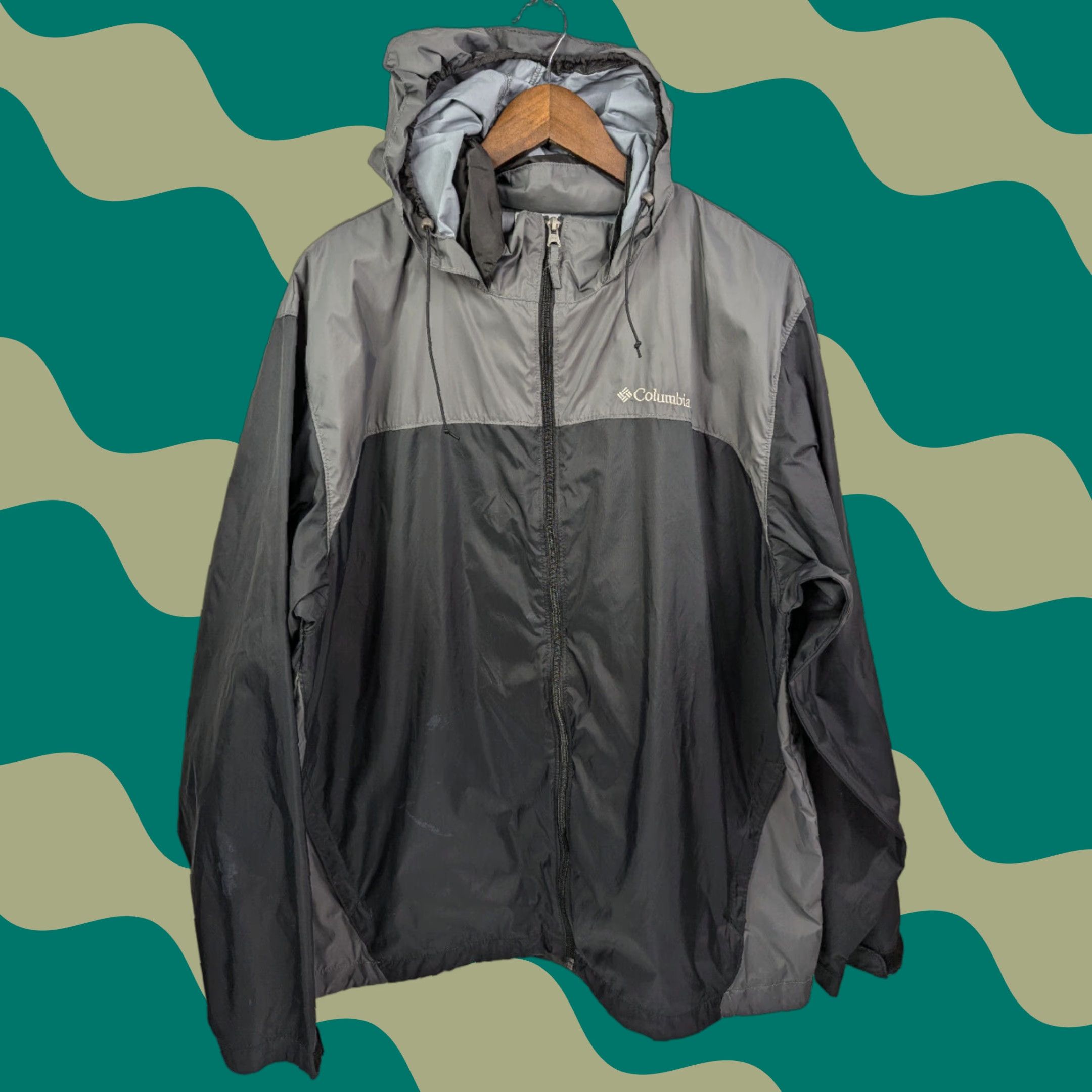 Vintage Columbia Glennaker Lake Rain Zip Jacket XL Hood Windbreaker Mens Jacket Grey Black 1442361 Size US XL / EU 56 / 4 - 1 Thumbnail