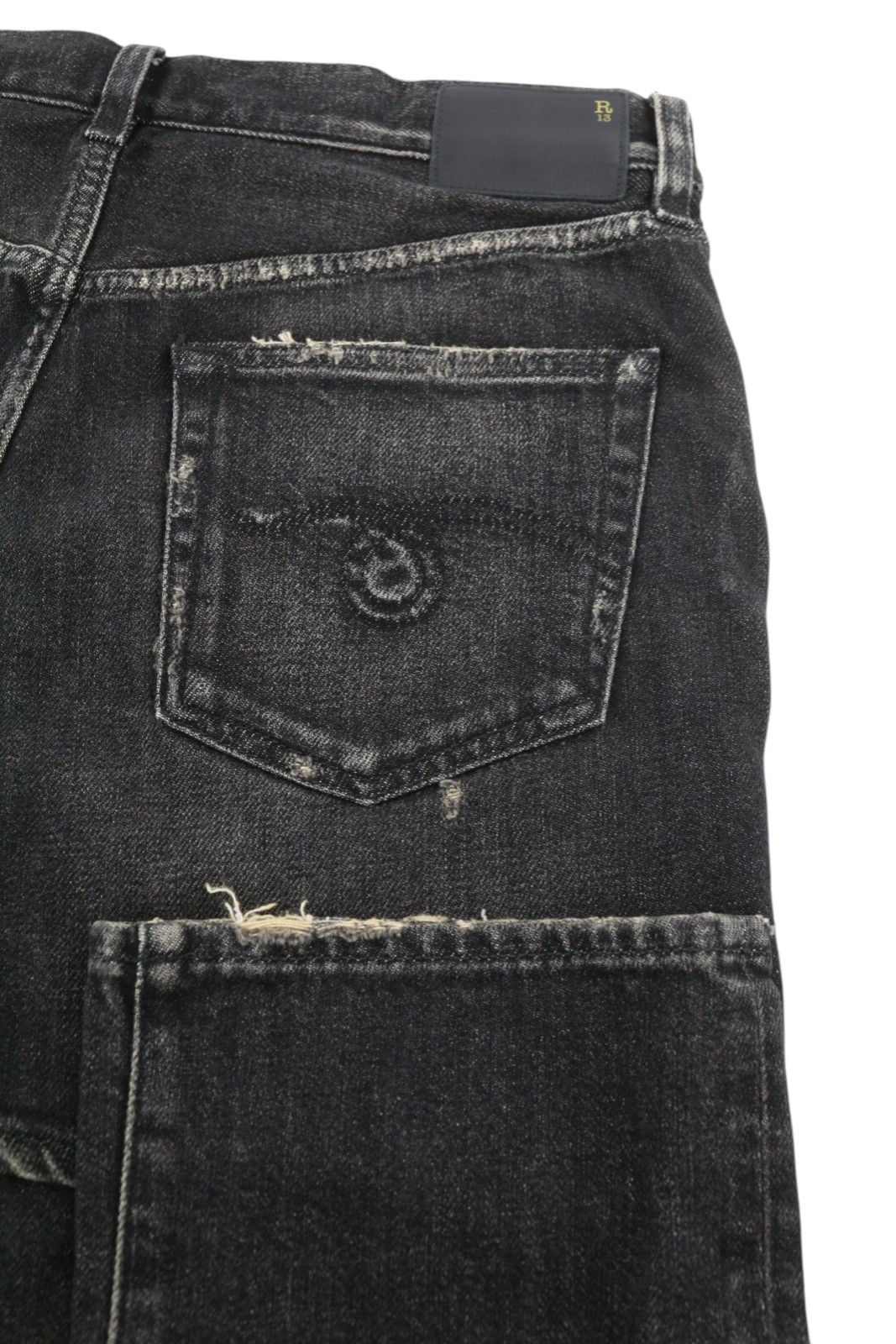 R13 NEW DOUBLE CLASSIC 27 Abbey Black Faded Skirted 85819 Size 27" / US 4 / IT 40 - 6 Thumbnail
