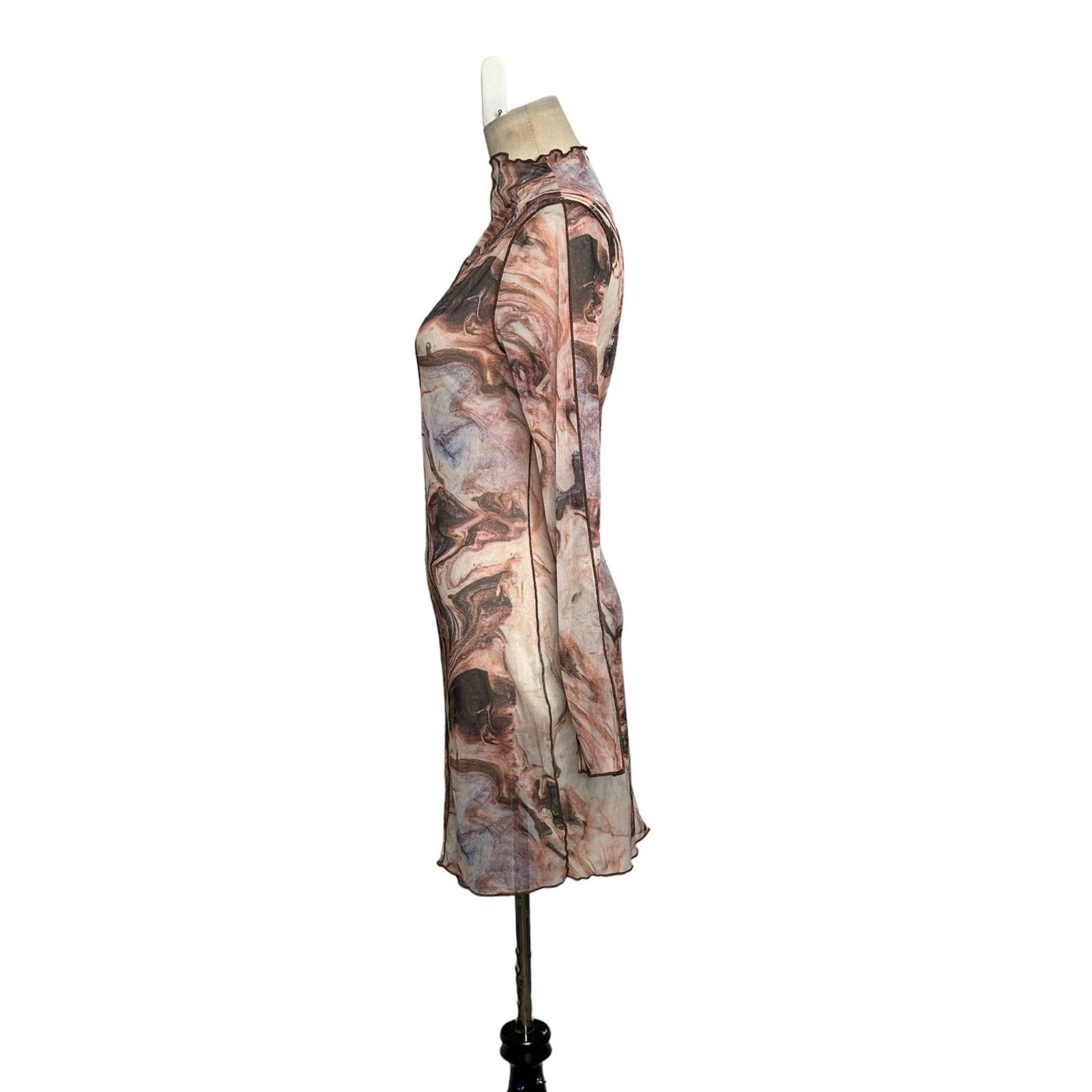 Shein SHEIN brown floral sheer mesh mini dress size small Size S / US 4 / IT 40 - 2 Thumbnail