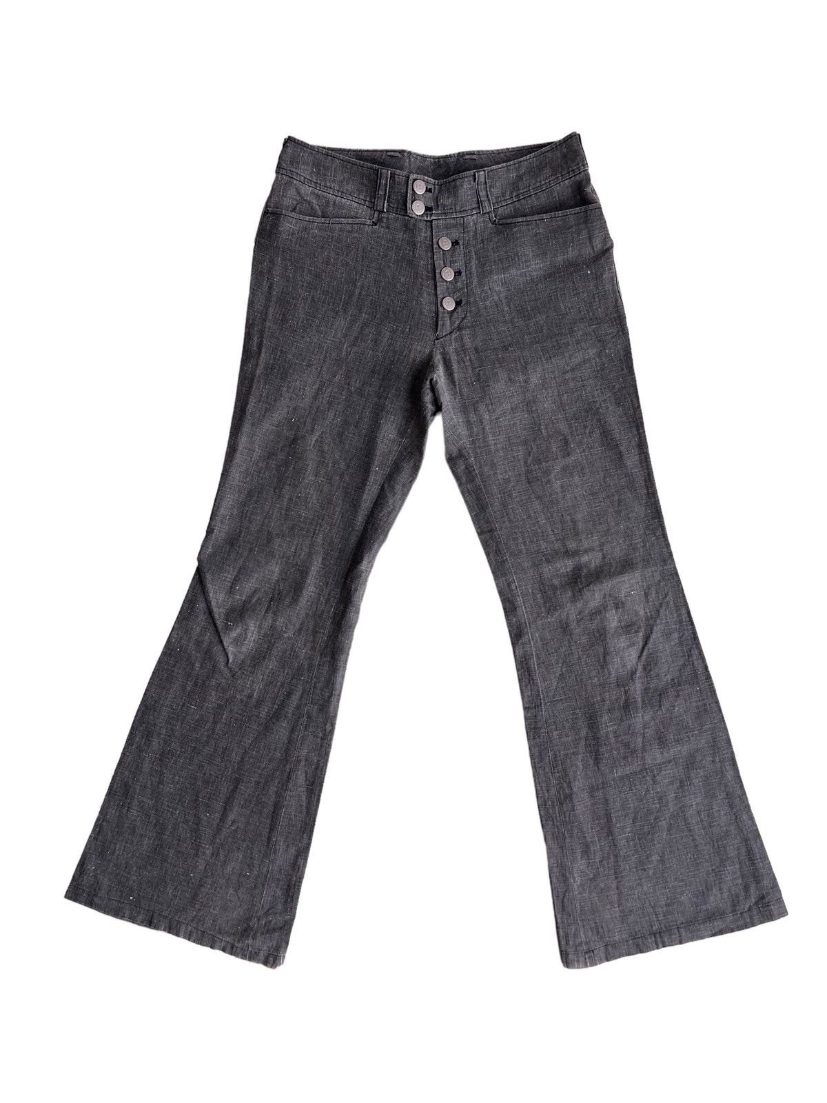 1990s Tornado Mart 🇯🇵 Super Flare Low Rise Hem Linen Pants